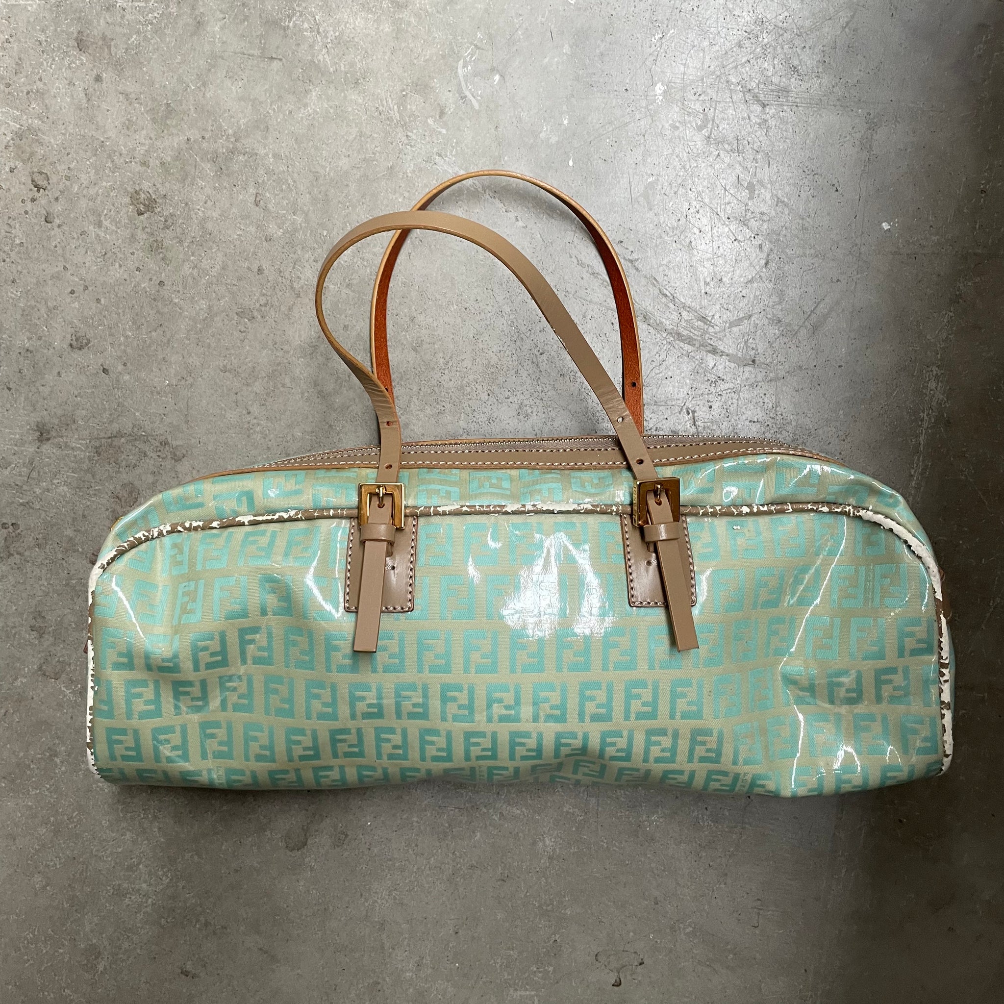 Fendi Long Logo Bag Aqua Blue