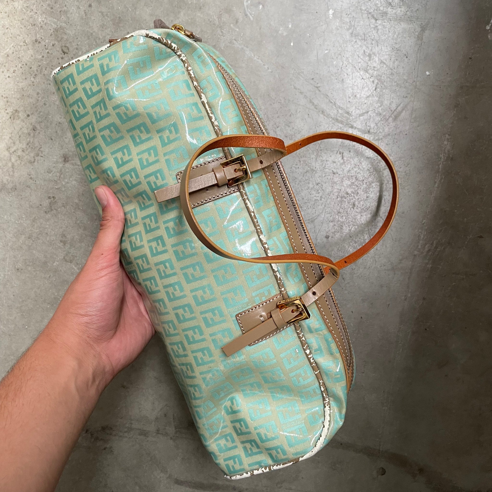 Fendi Long Logo Bag Aqua Blue