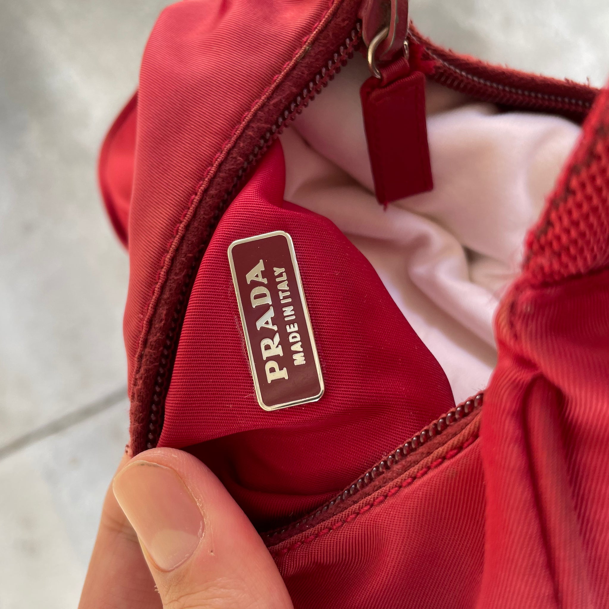 Prada Red Nylon Hobo Bag
