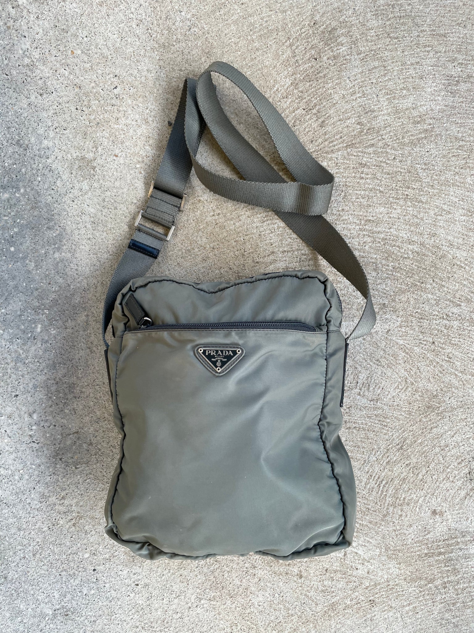 Prada Nylon Messenger Bag Grey
