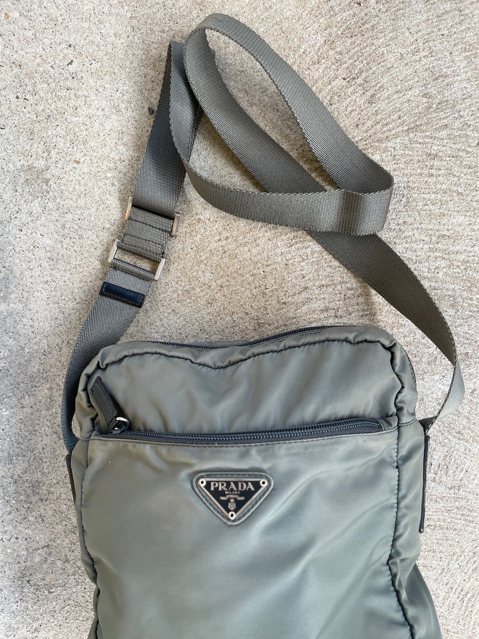 Prada Nylon Messenger Bag Grey