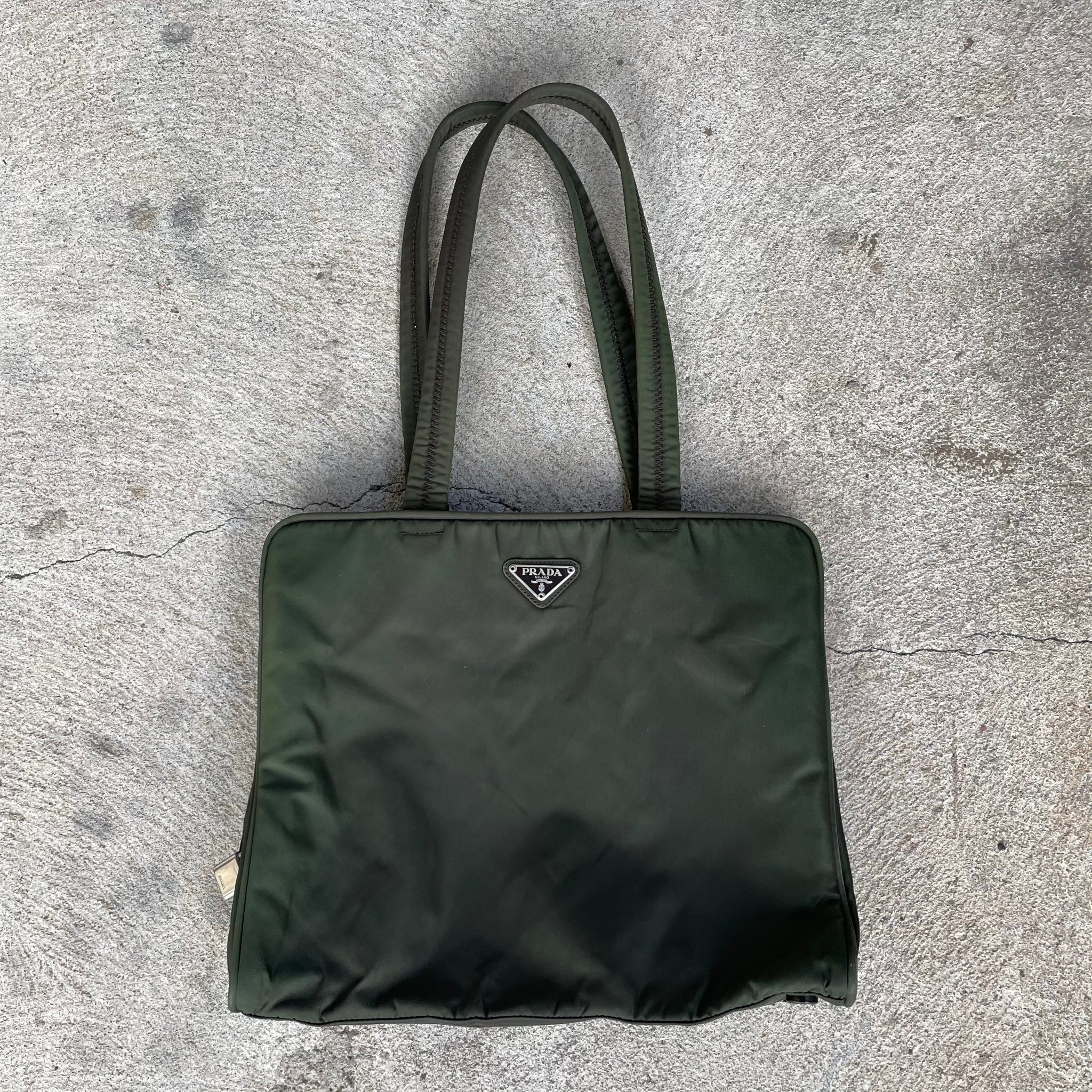 Prada Forest Green Nylon Hand Bag