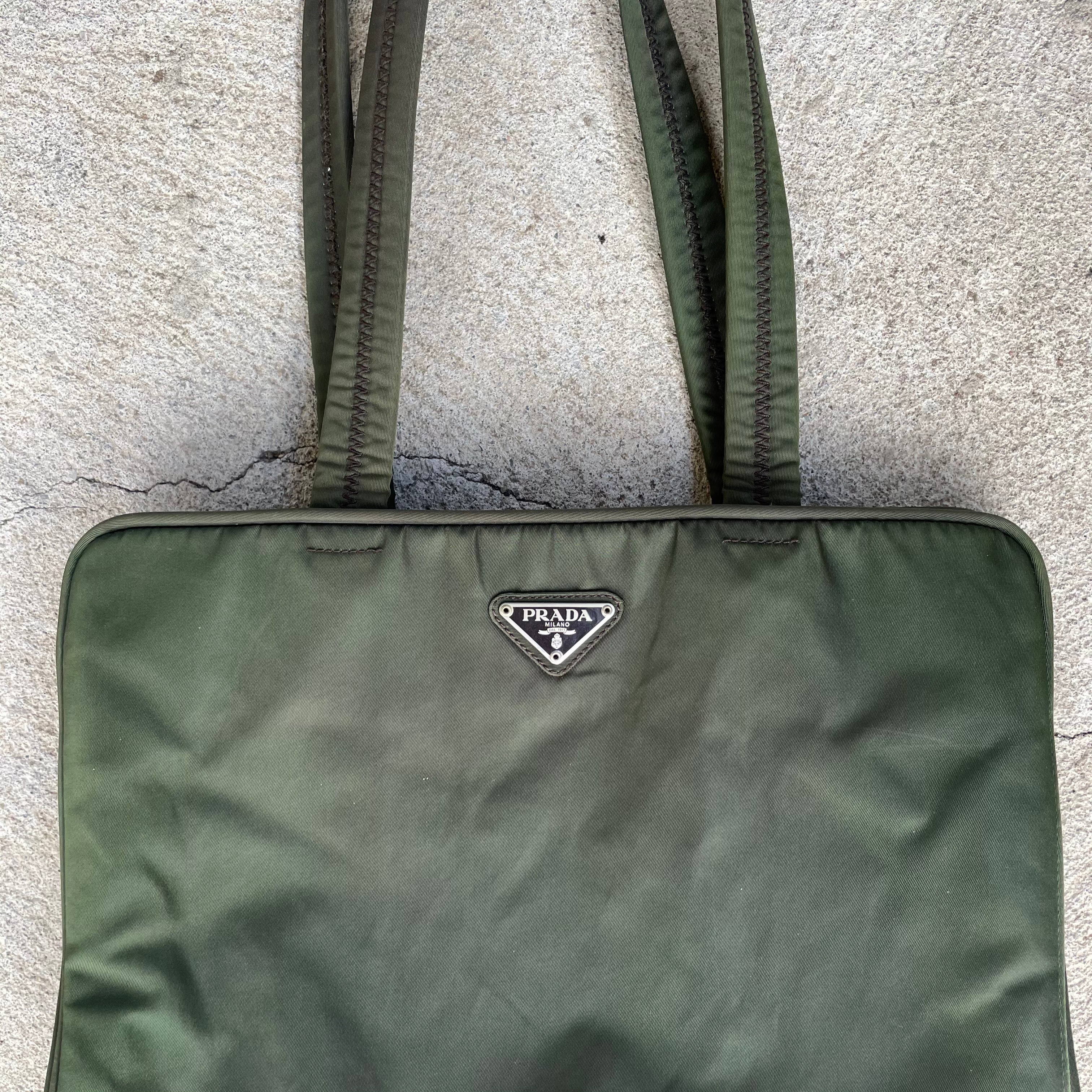 Prada Forest Green Nylon Hand Bag