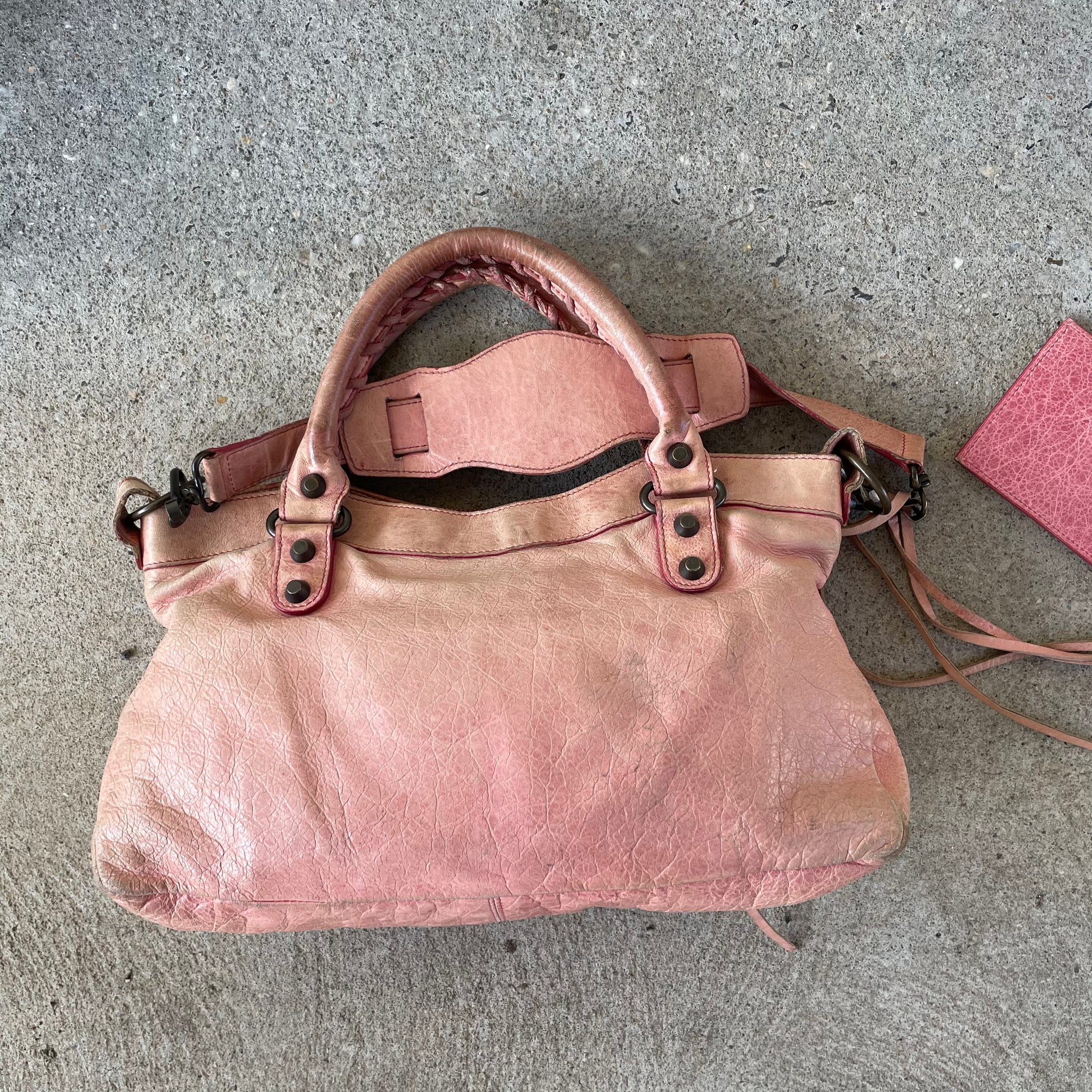 Balenciaga Faded Pink City Motorcycle Bag