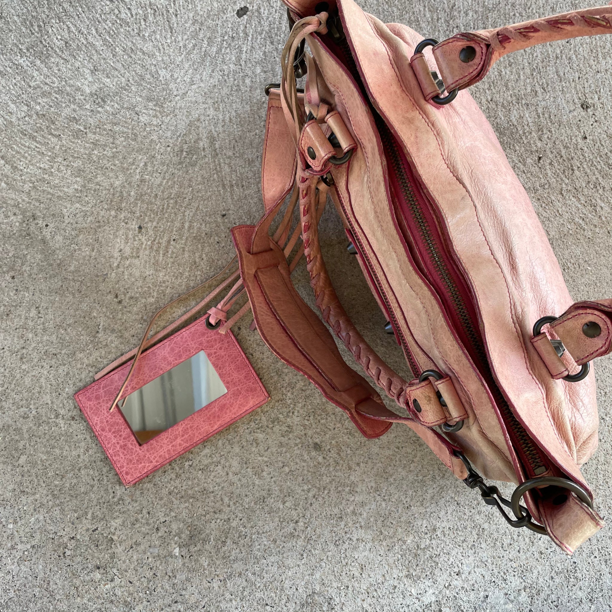 Balenciaga Faded Pink City Motorcycle Bag