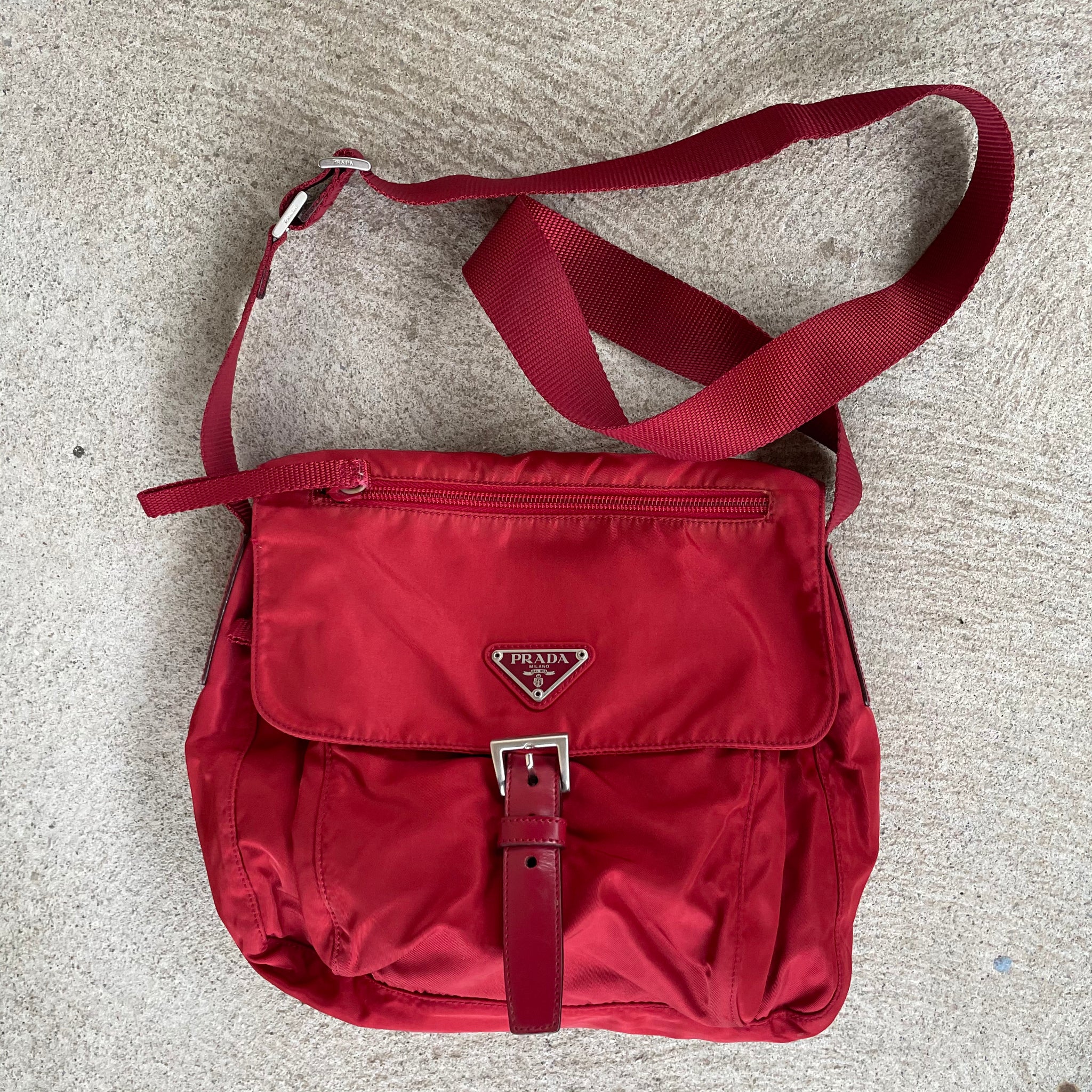 Prada Nylon Red Crossbody Messenger Bag