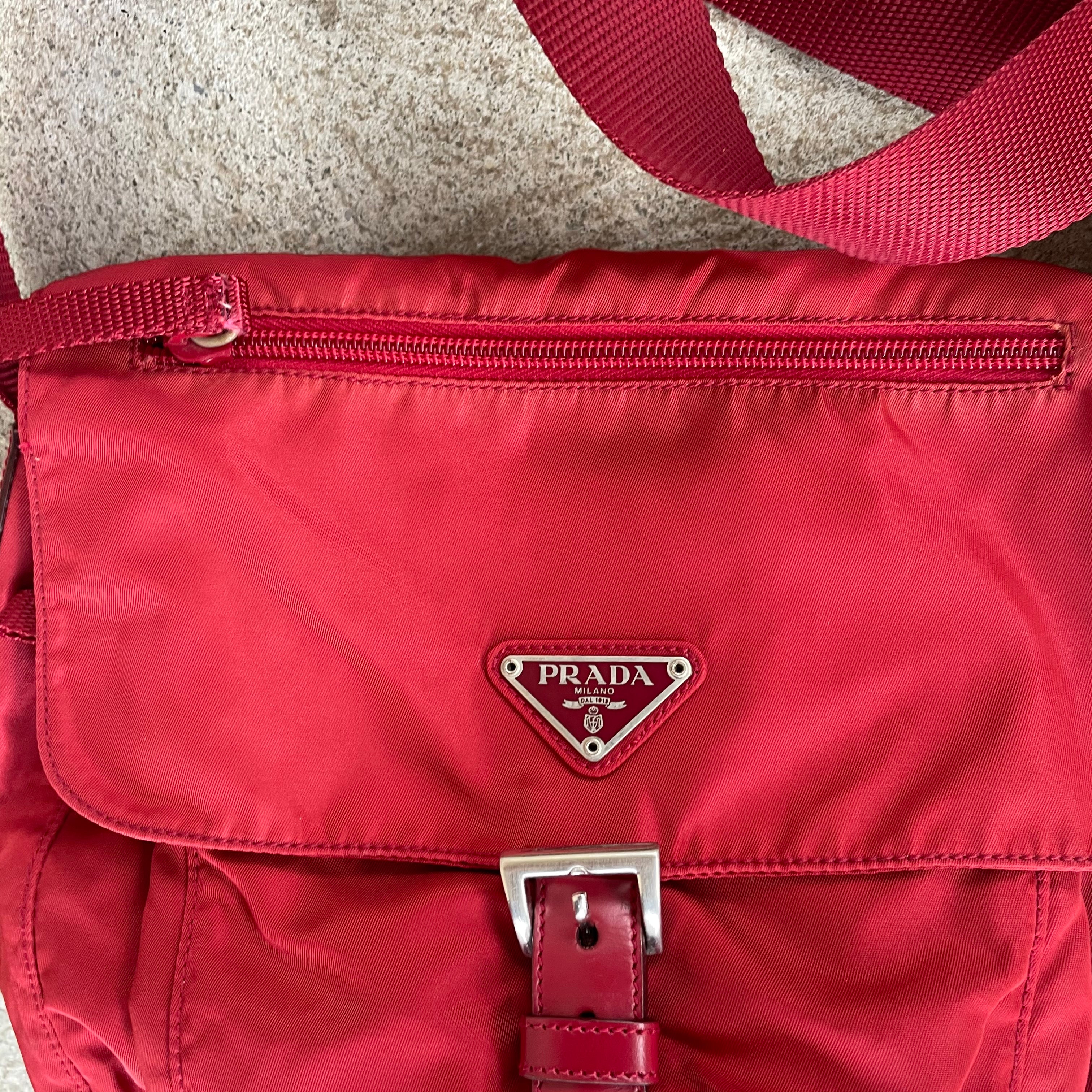 Prada Nylon Red Crossbody Messenger Bag
