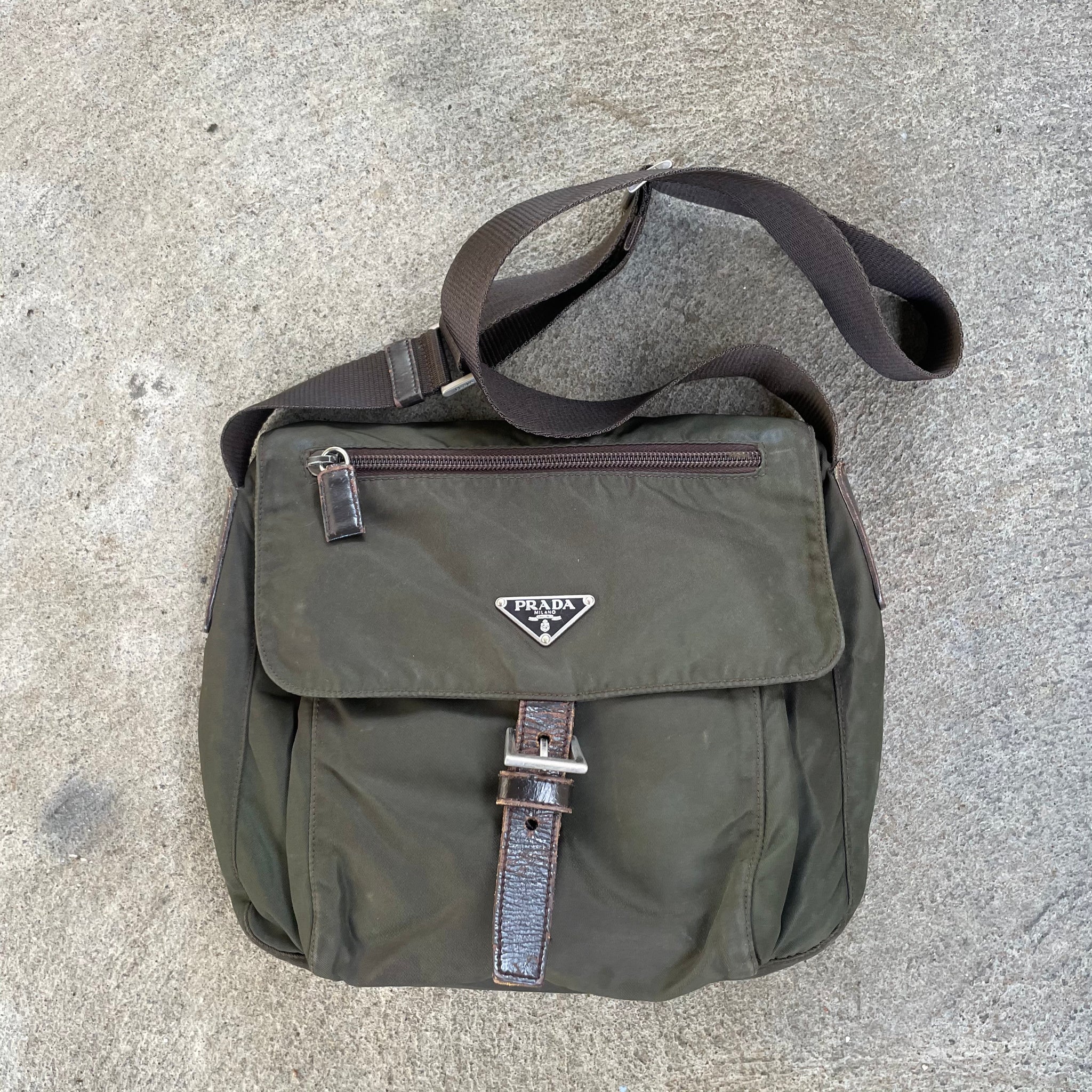 Prada Nylon Green Crossbody Messenger Bag