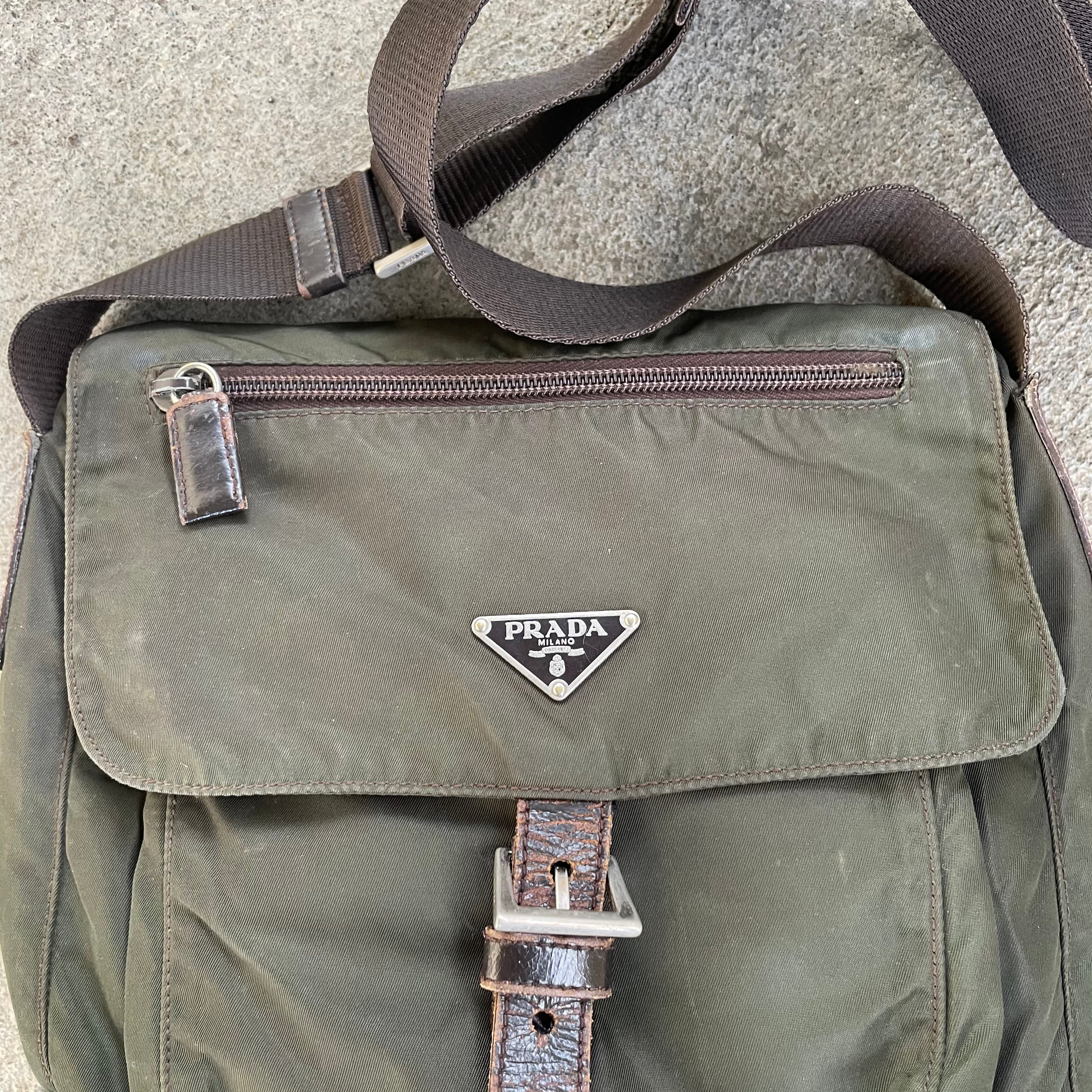 Prada Nylon Green Crossbody Messenger Bag Curated by Charbel
