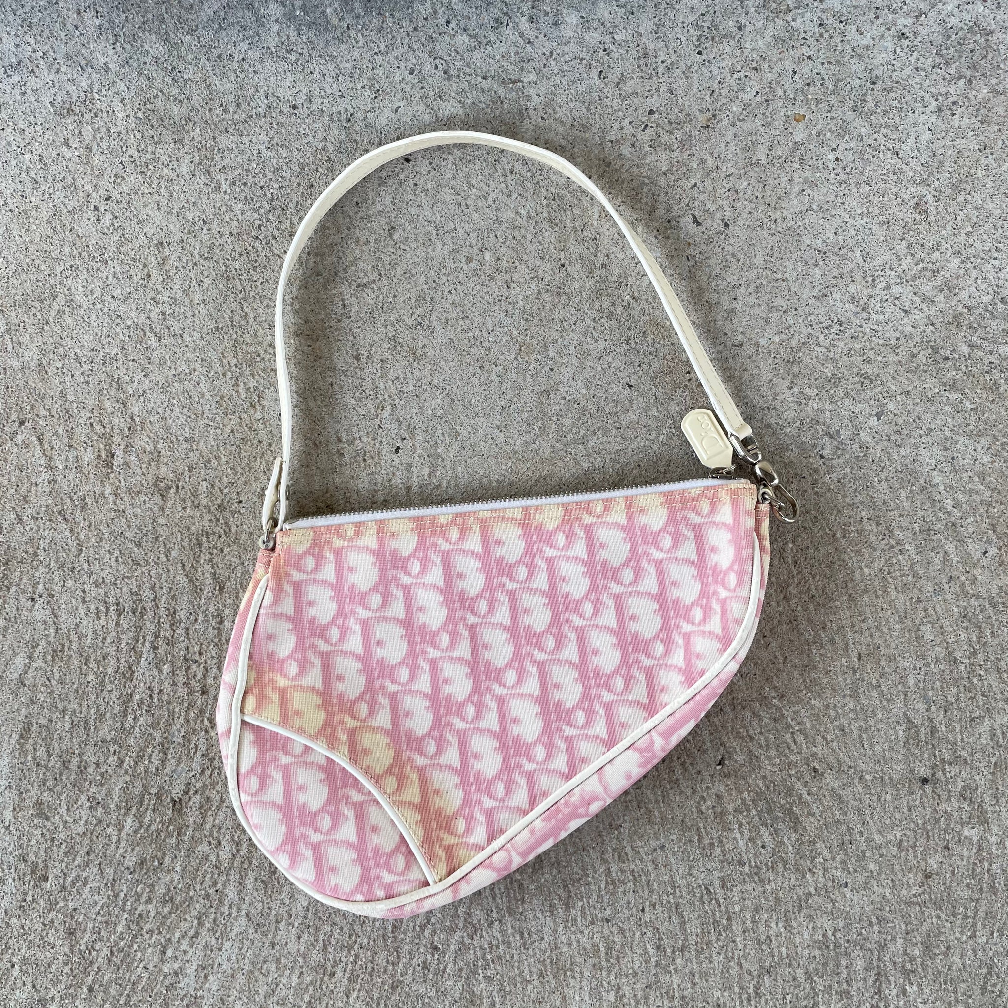 Vintage Dior Pink Mini Saddle Trotter Hand Bag