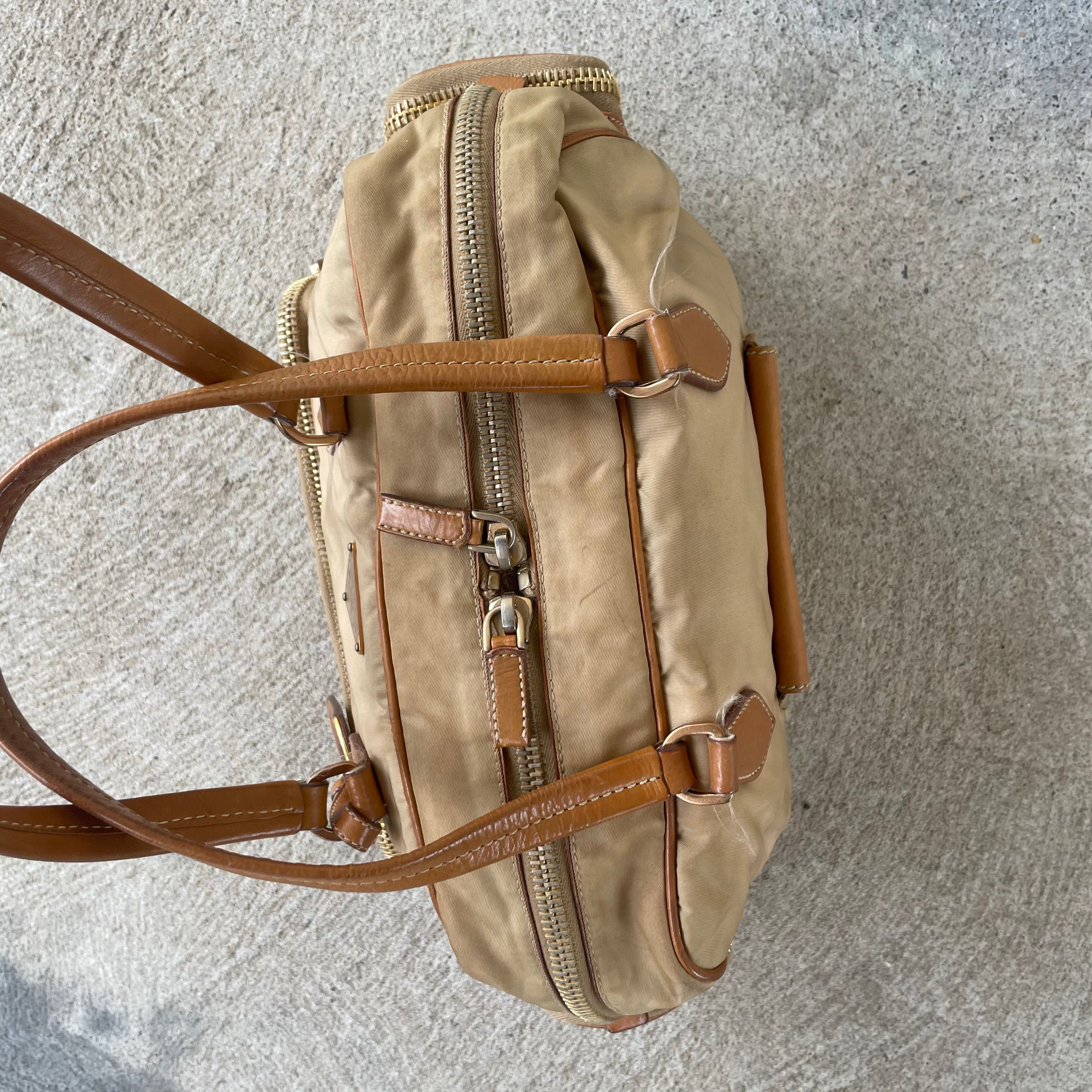 Prada Brown Nylon Multi Pocket Shoulder Bag