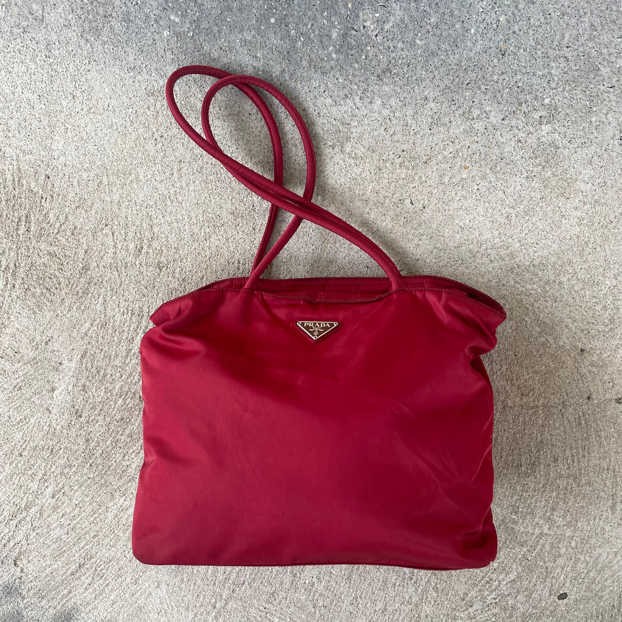 Prada Nylon Red Tote Bag
