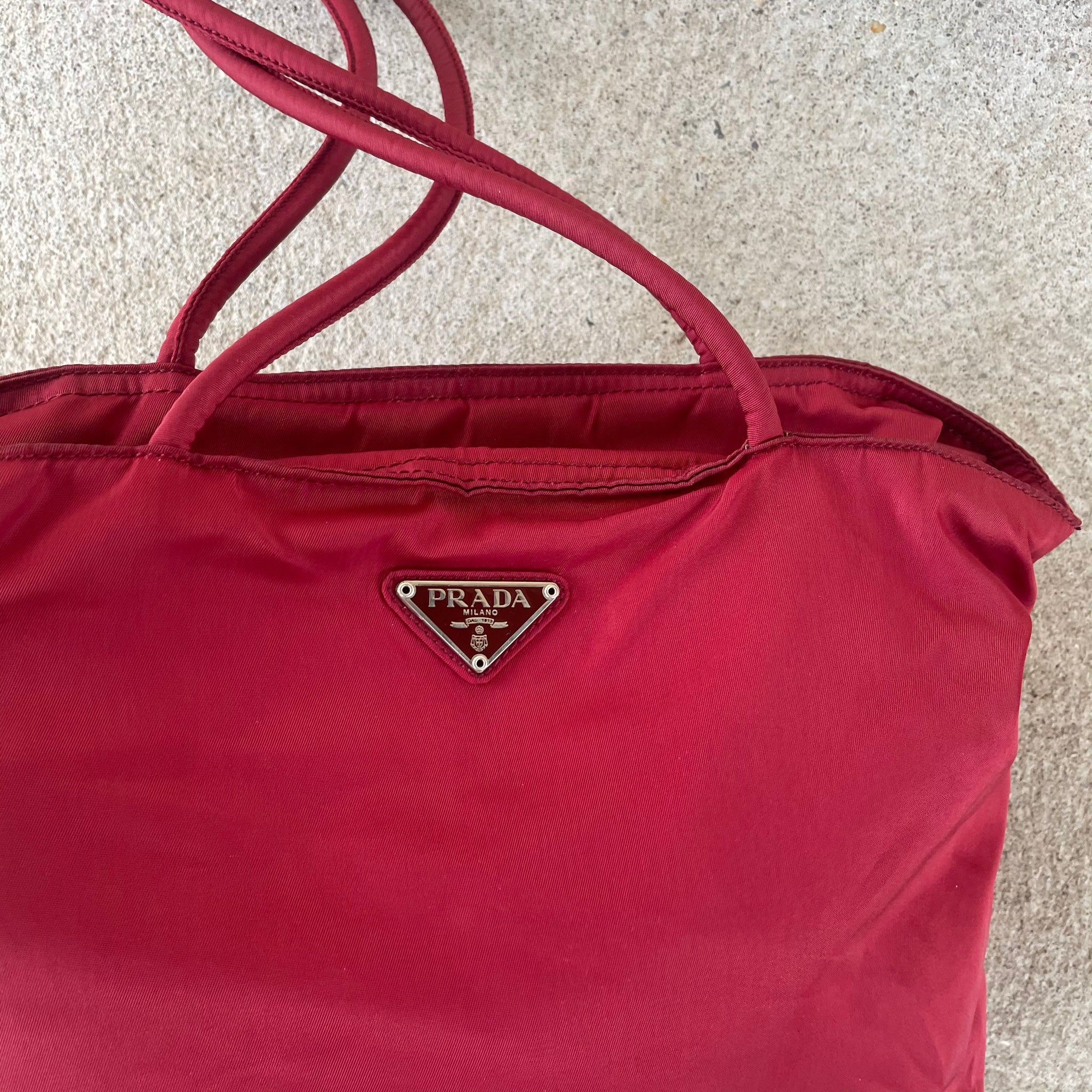 Prada Nylon Red Tote Bag
