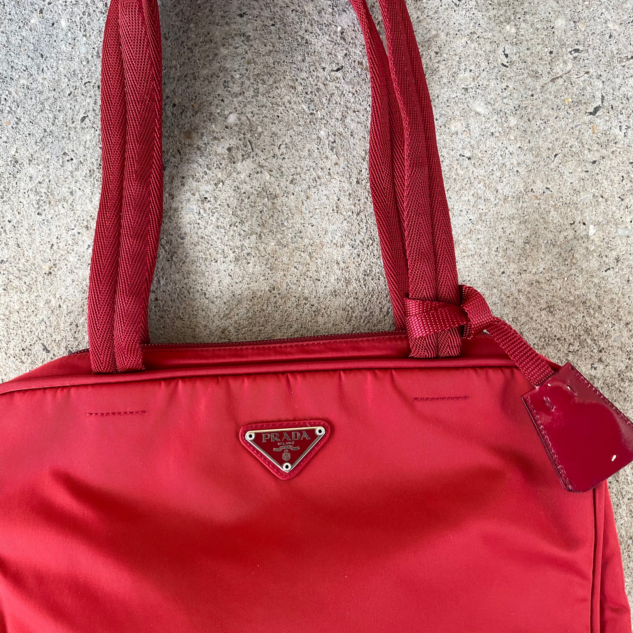Prada Nylon Red Hand Bag