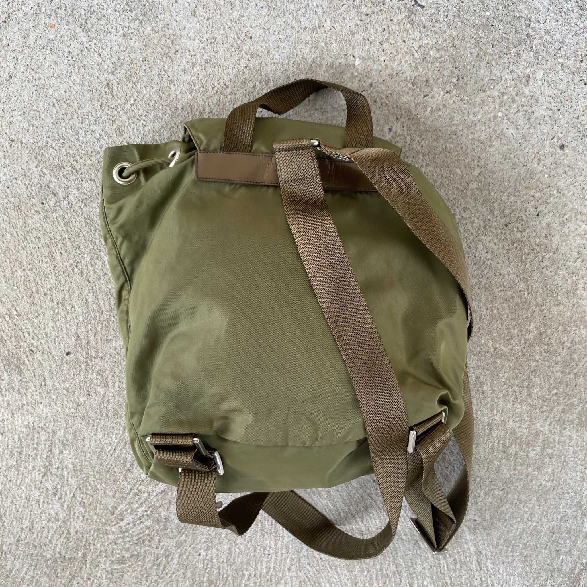 Prada Khaki Green Mini Back Pack Bag
