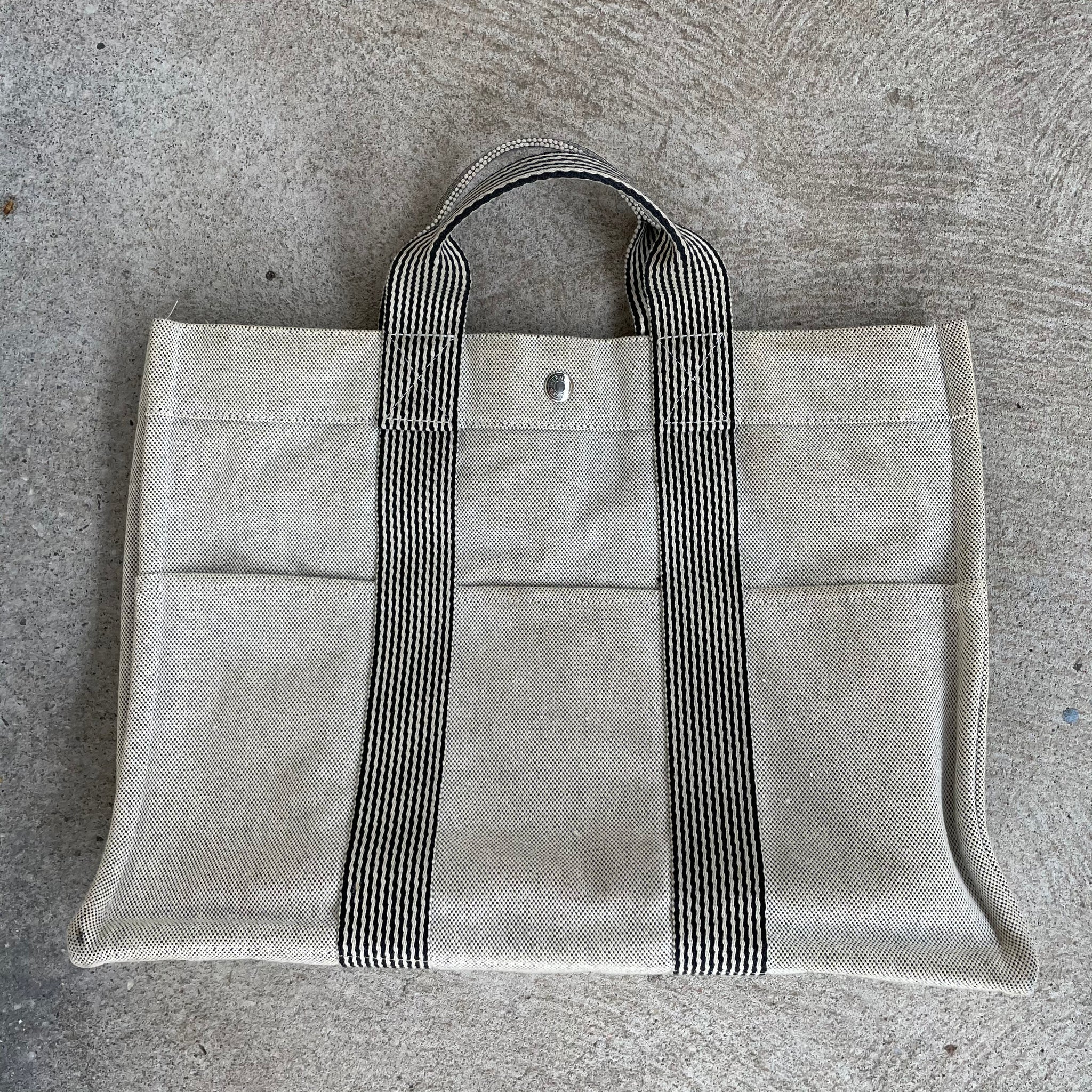 Hermes Herline Bag Gray Canvas Tout Tote Bag