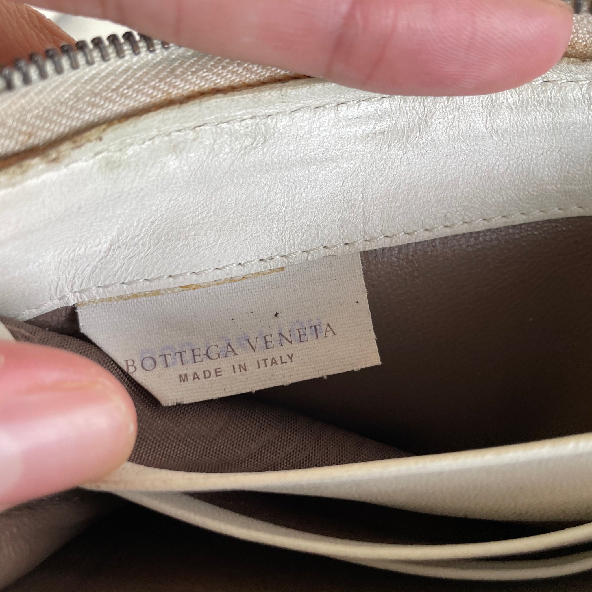 Bottega Veneta Intrecciato Zip Long Wallet White