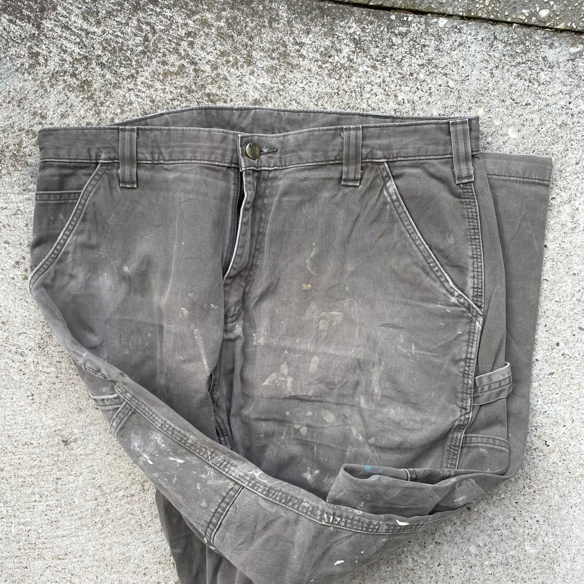 Carhartt Vintage Grey Paint Splattered Carpenter Pant 36 x 32