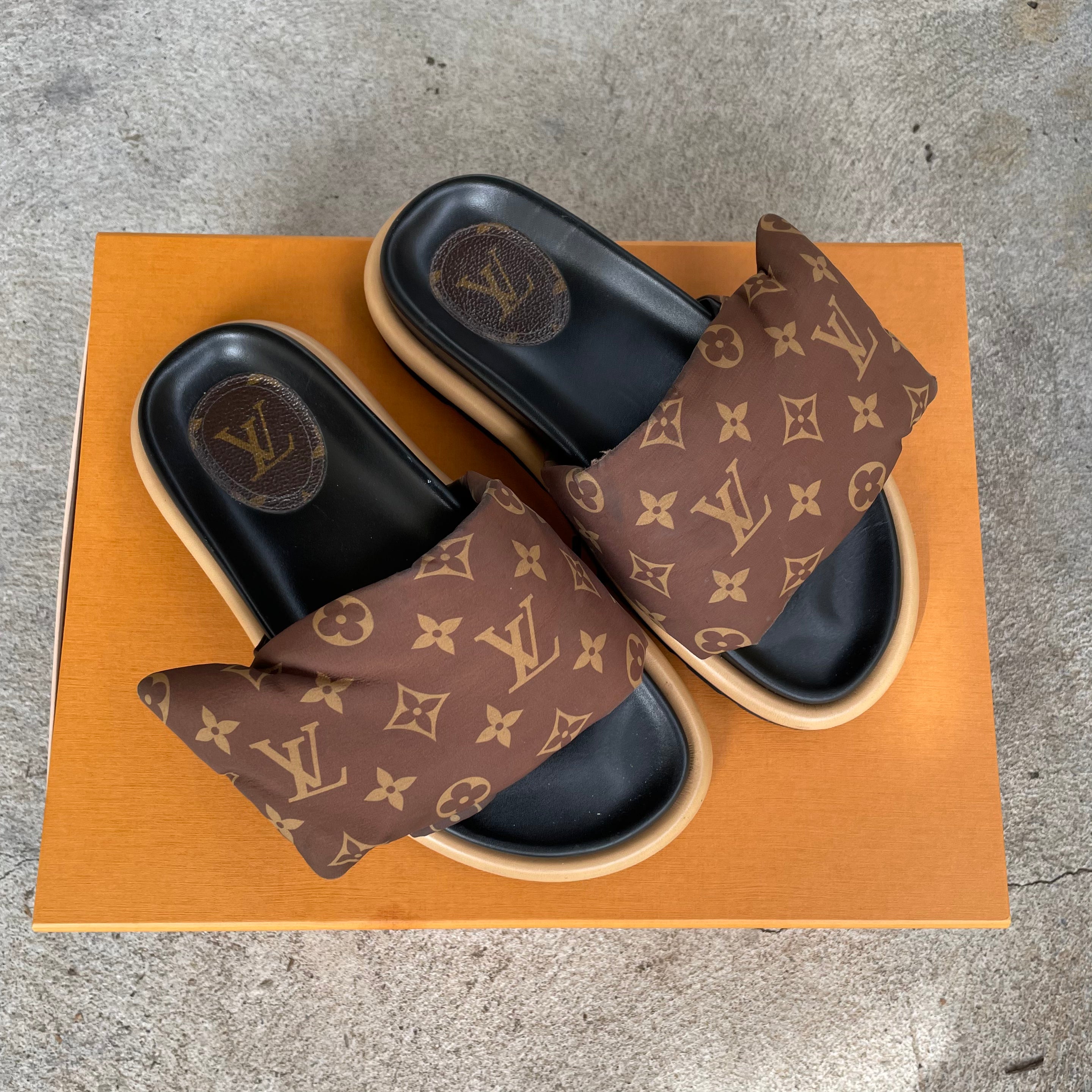 Louis Vuitton, Shoes, Louis Vuitton Puffed Pillow Monogram Slides Sandals  Size 38