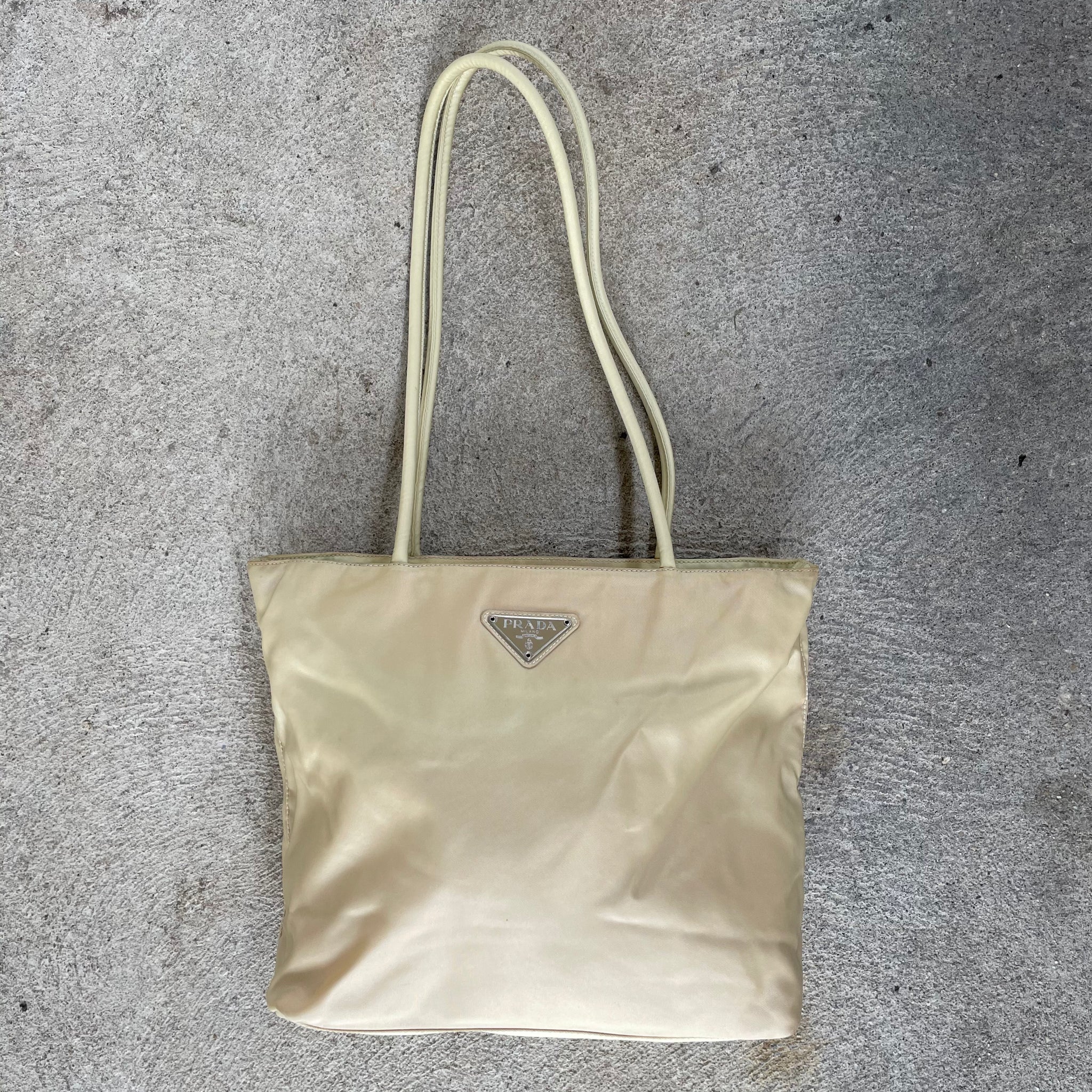 Prada Cream Mini Long Strap Tote Bag