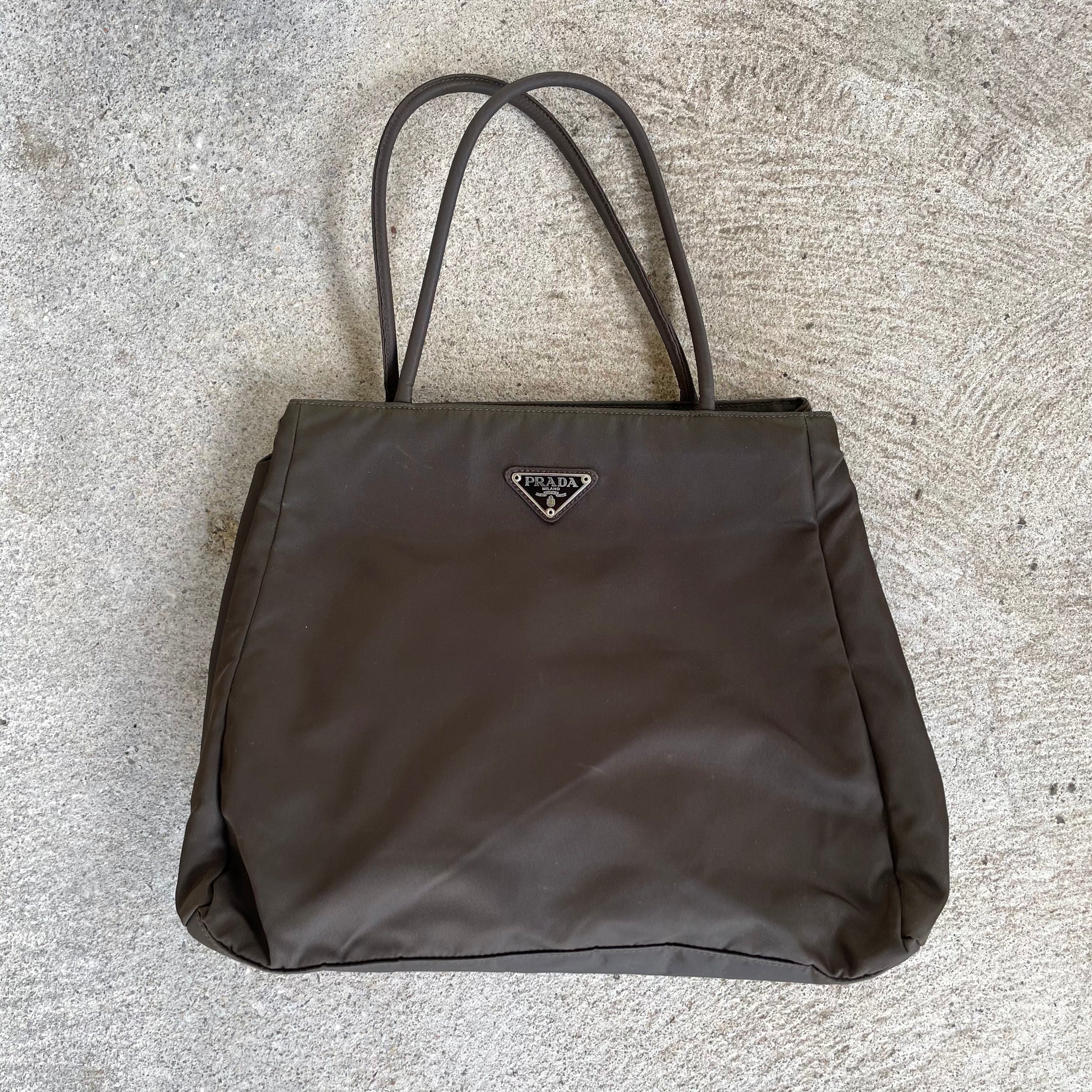Prada Nylon Brown Hang Bag