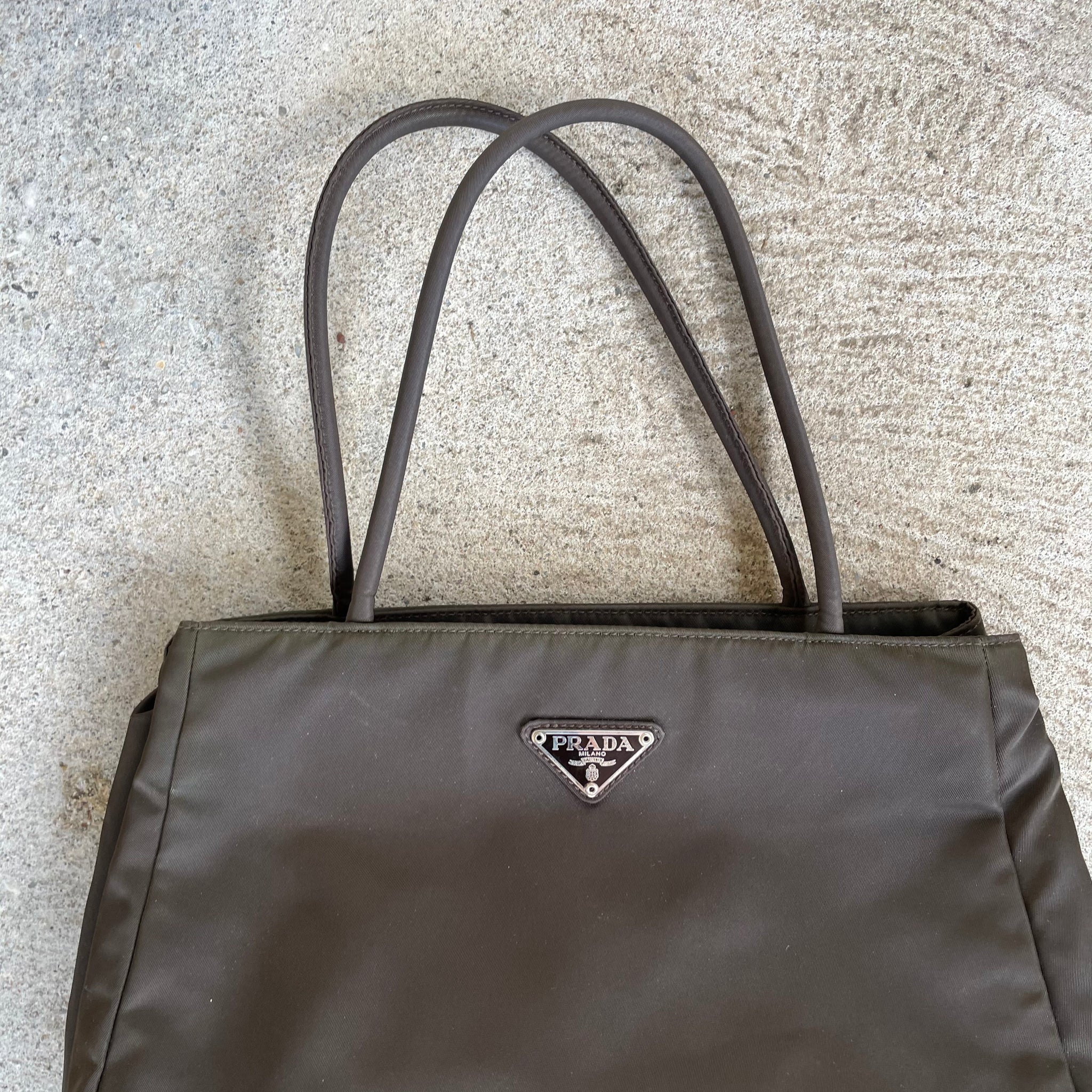 Prada Nylon Brown Hang Bag
