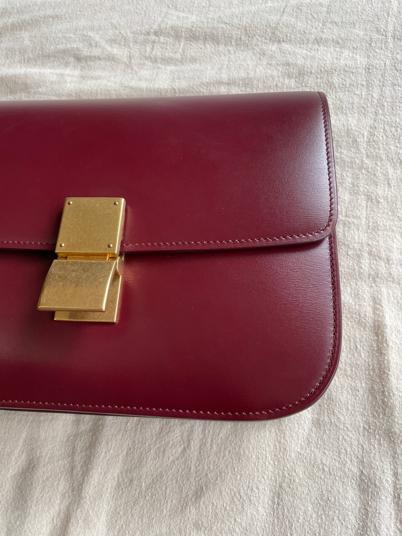Celine Medium Classic Bag in Box Calfskin Burgundy