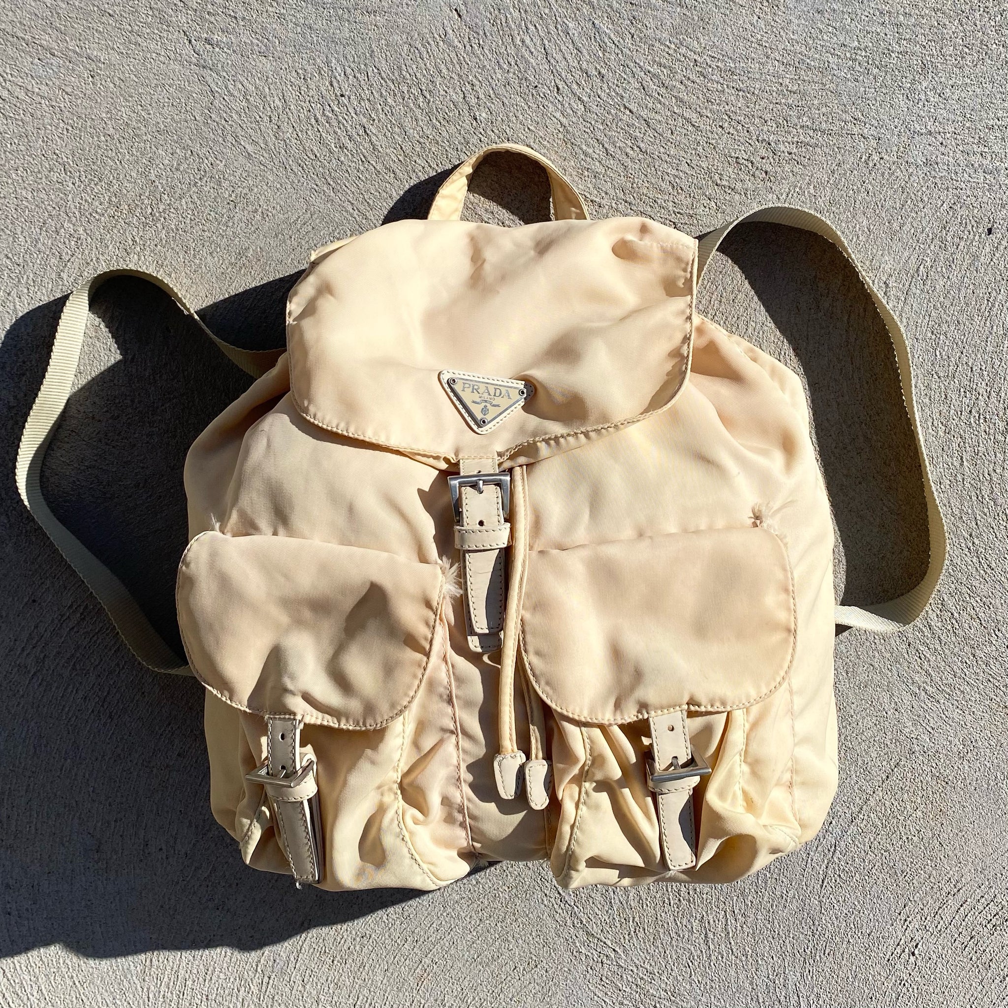 Prada Nylon Cream White Large Back Pack