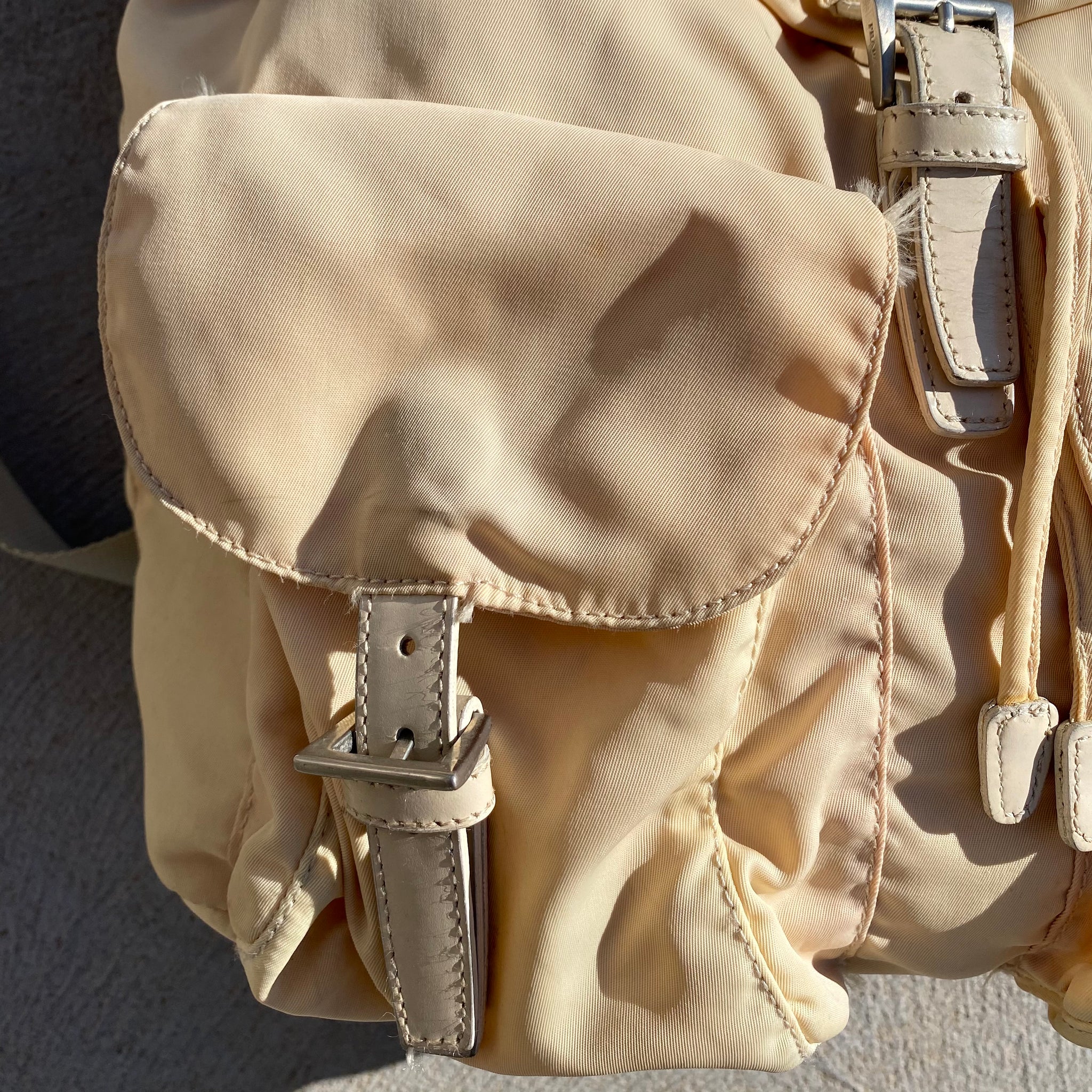 Prada Nylon Cream White Large Back Pack