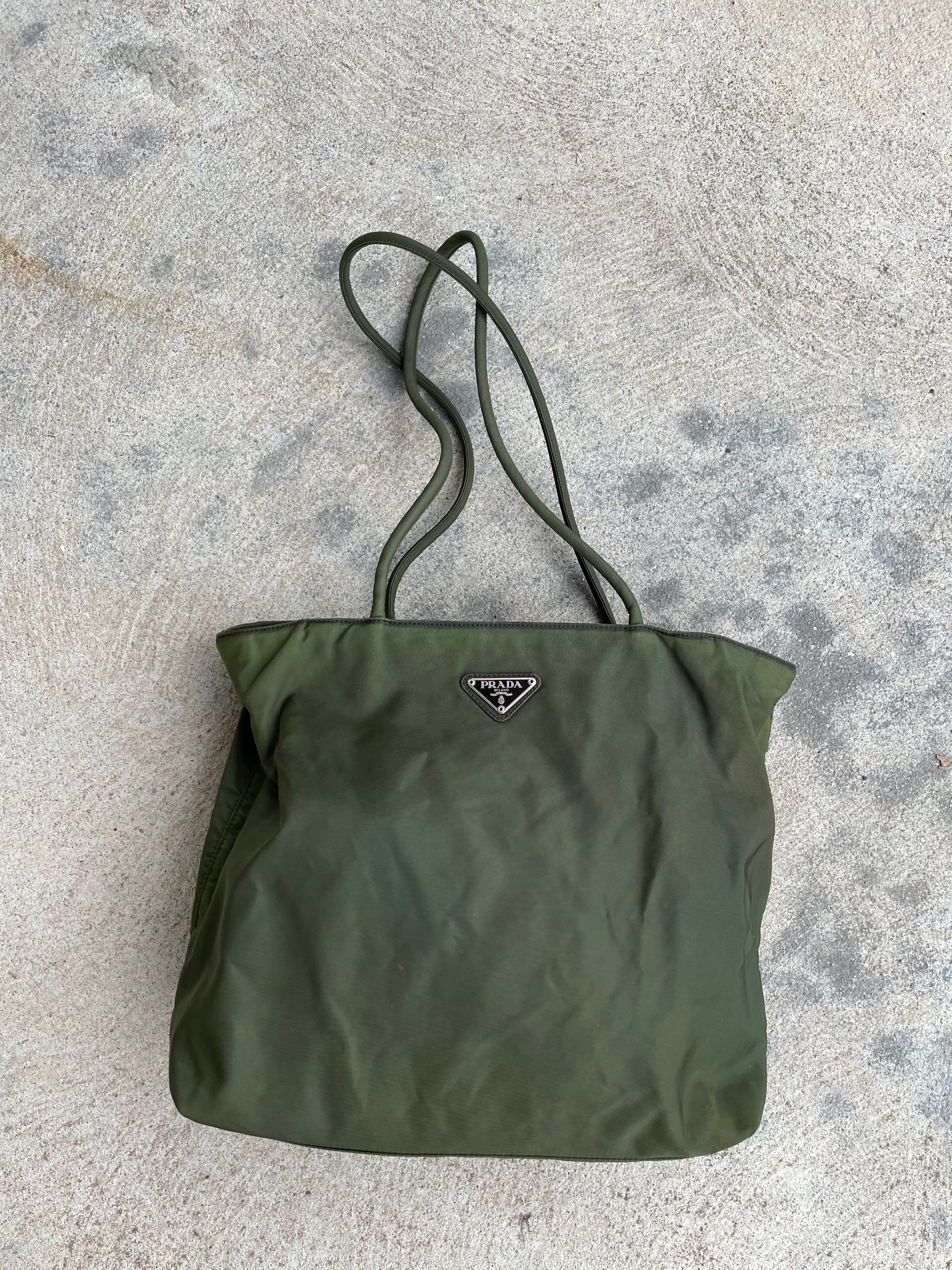 Prada Nylon Mini Tote Bag Forest Green