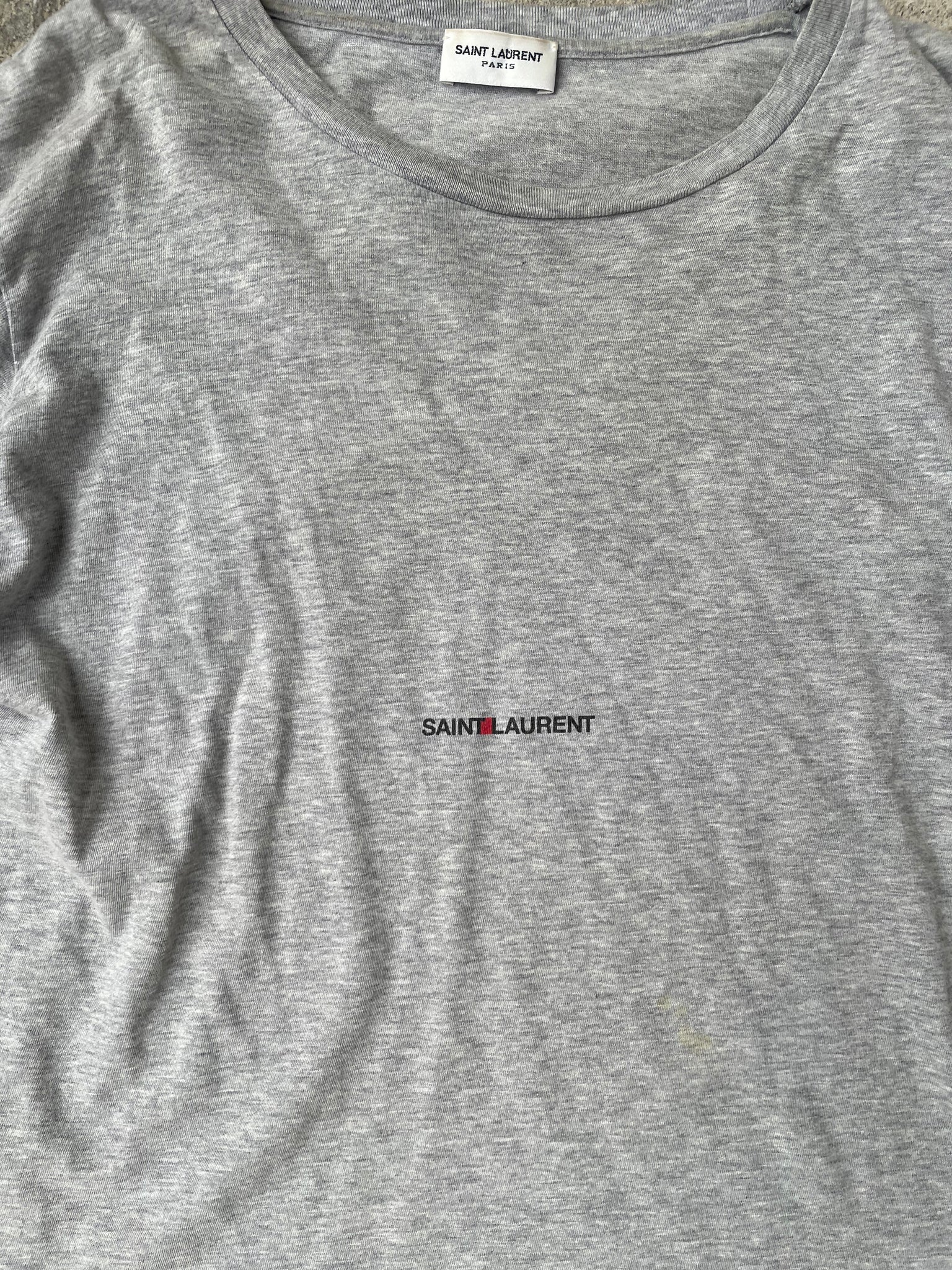Saint Laurent Grey Classic Rive Gauche Logo T-Shirt XS