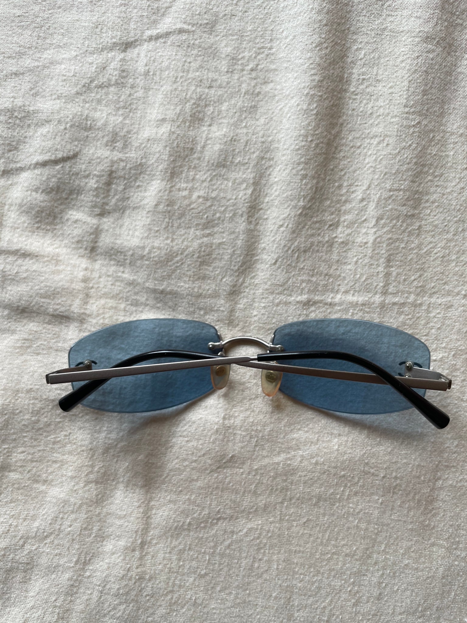 Chanel Vintage Rimless Sunglasses Blue