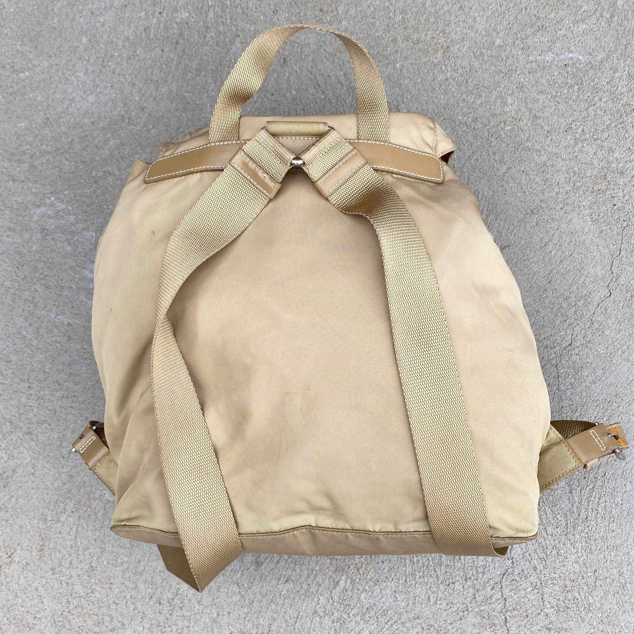 Prada Nylon Cream Large Back Pack Bag