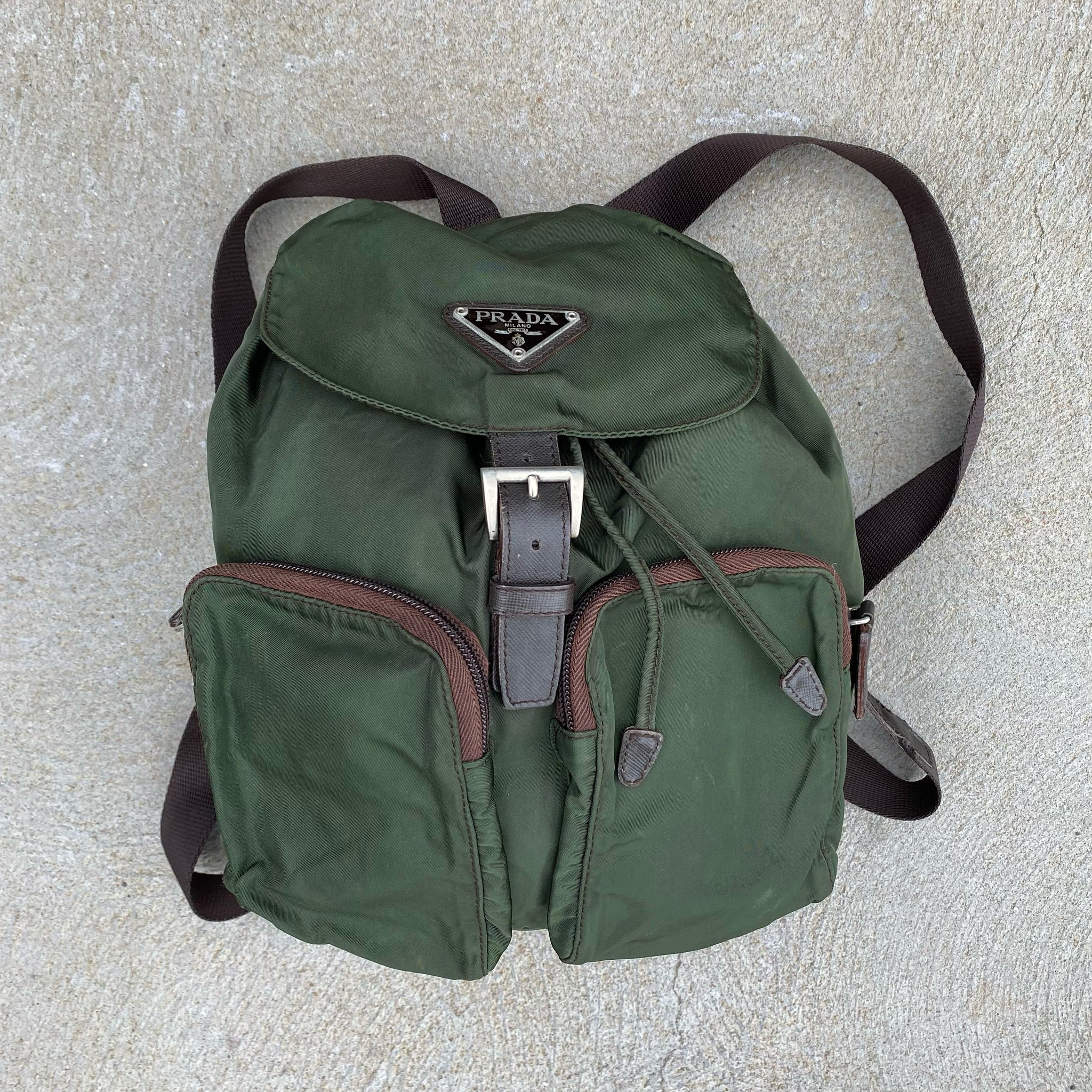 Prada Nylon Green Mini Back Pack Bag