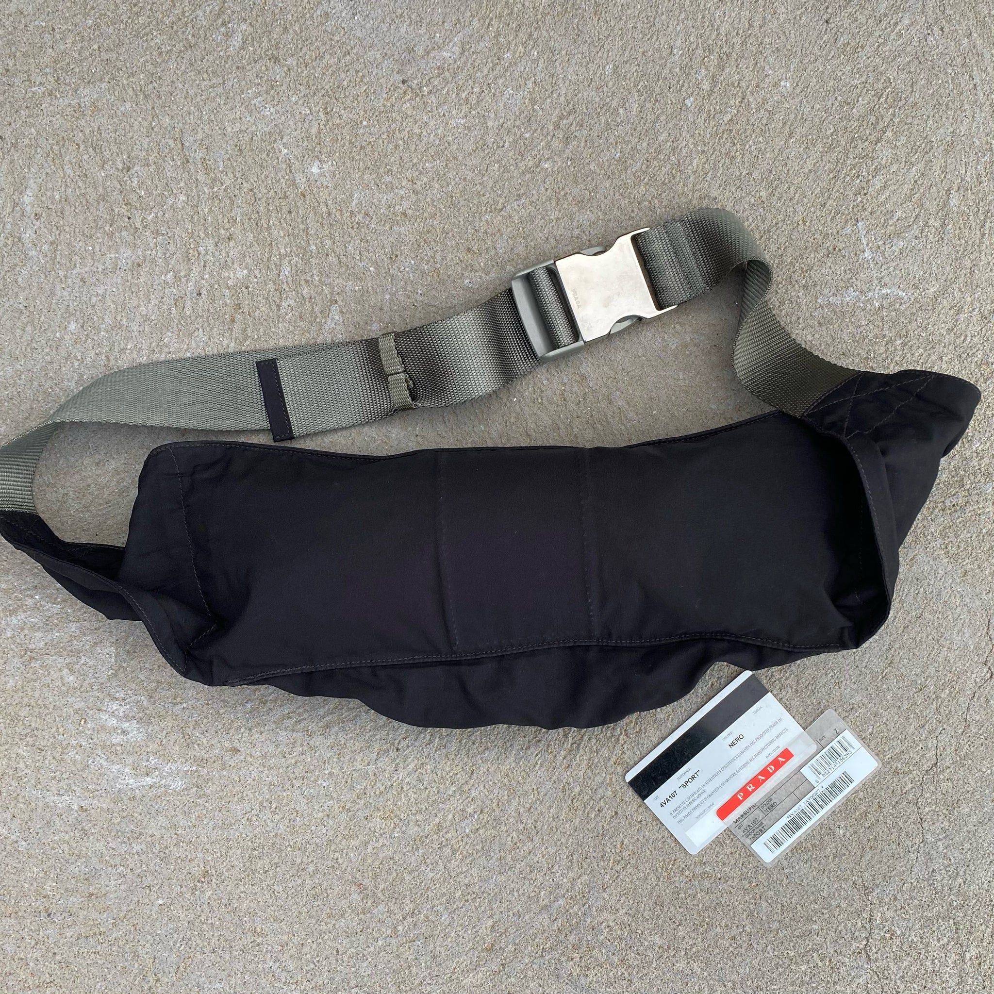Prada 2000s Archive Sport Nylon Black Metal Buckle Bum Bag