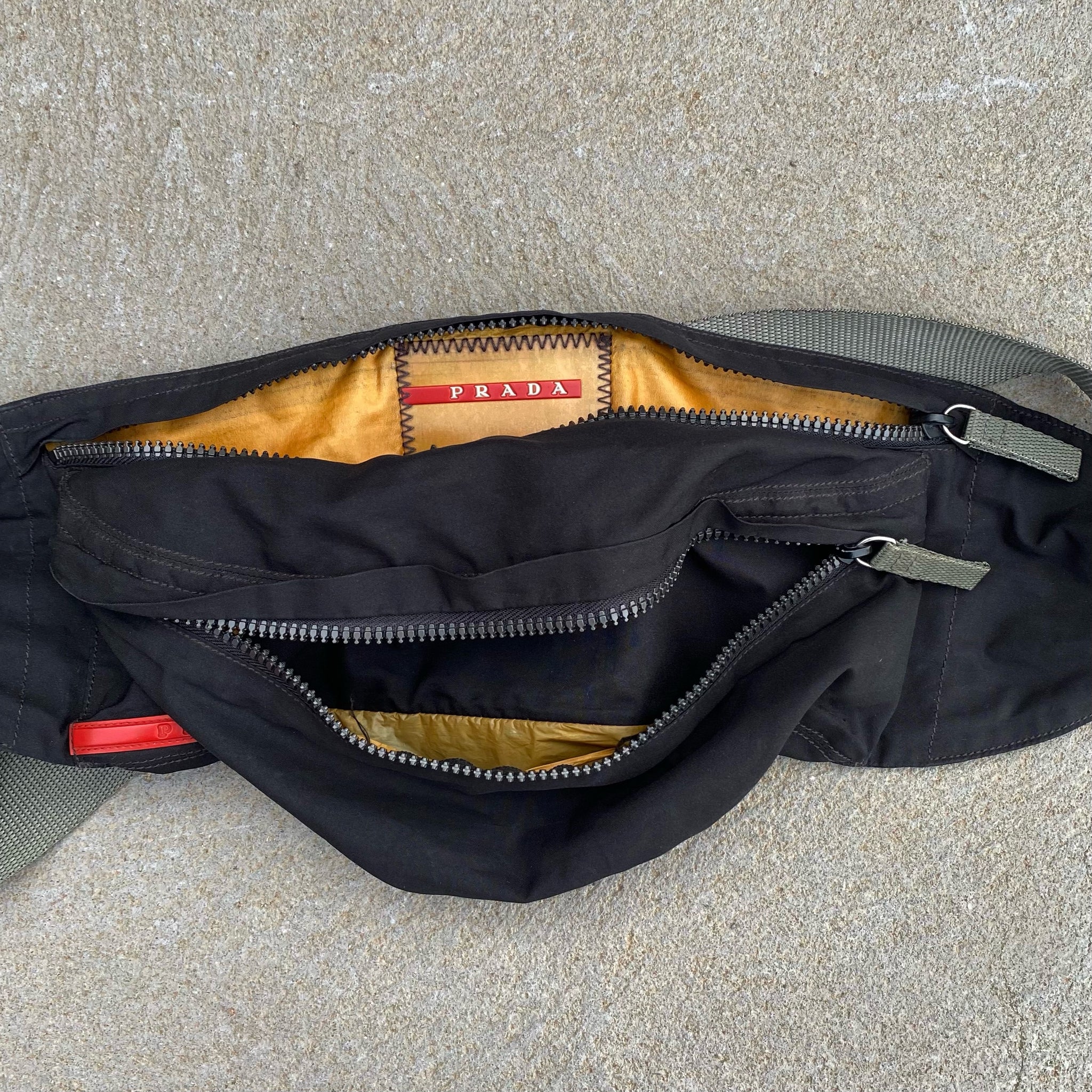 Prada 2000s Archive Sport Nylon Black Metal Buckle Bum Bag 