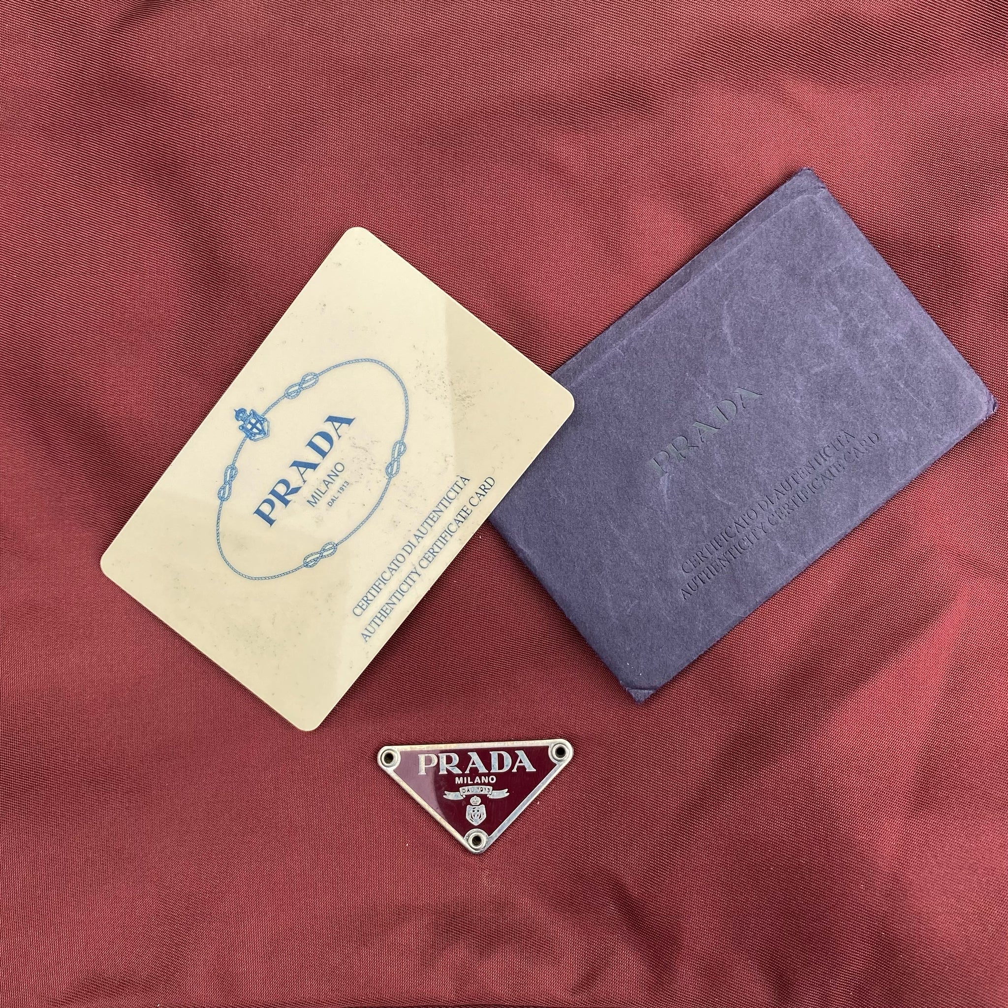 Prada Nylon Wine Red Large Multi-Pocket Side Bag