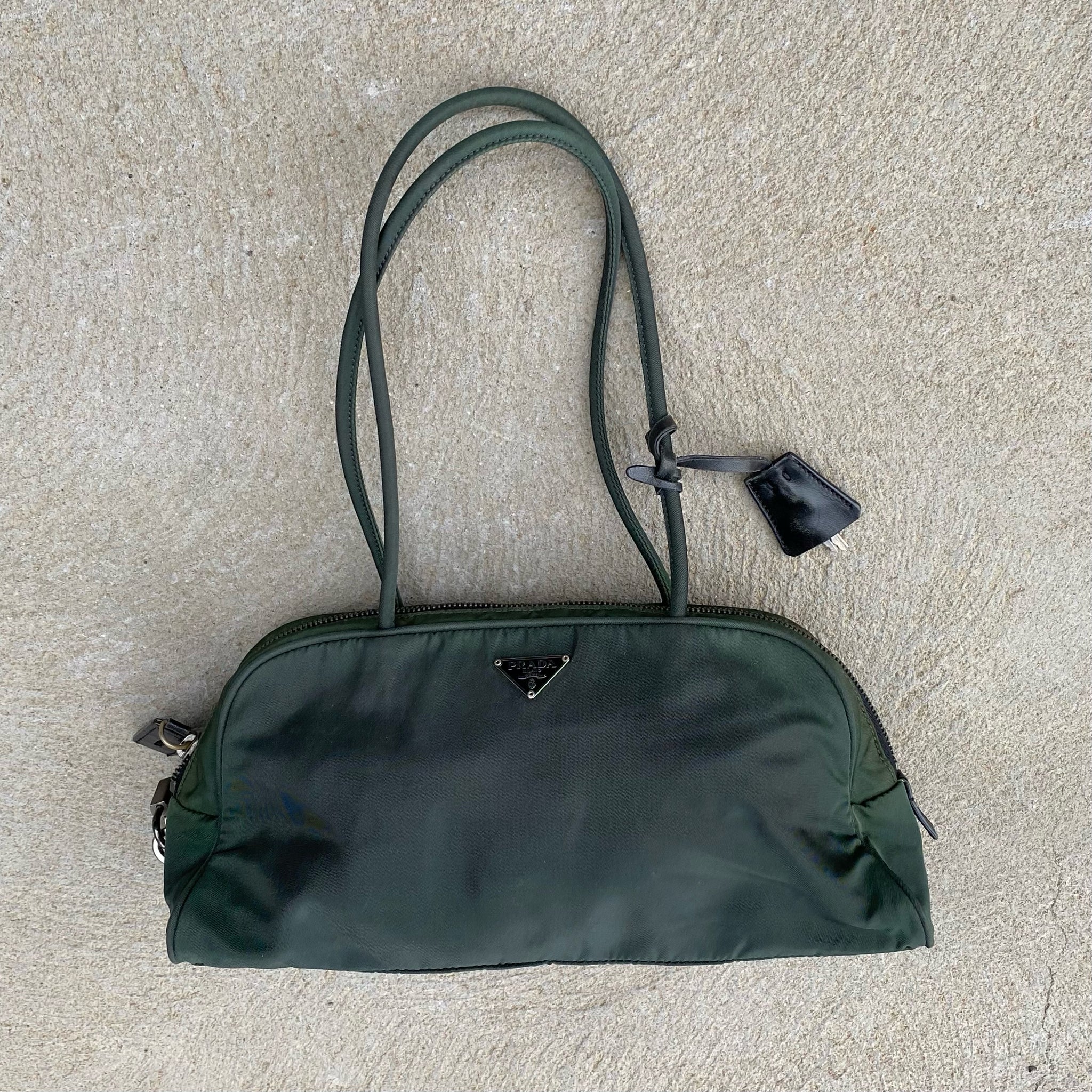 Prada Nylon Forest Green Shoulder / Hand Bag