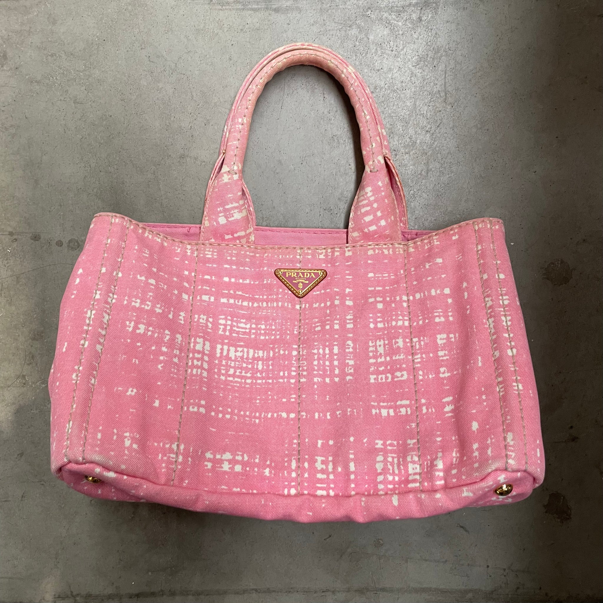 Prada Thick Canvas Hand Bag Pink