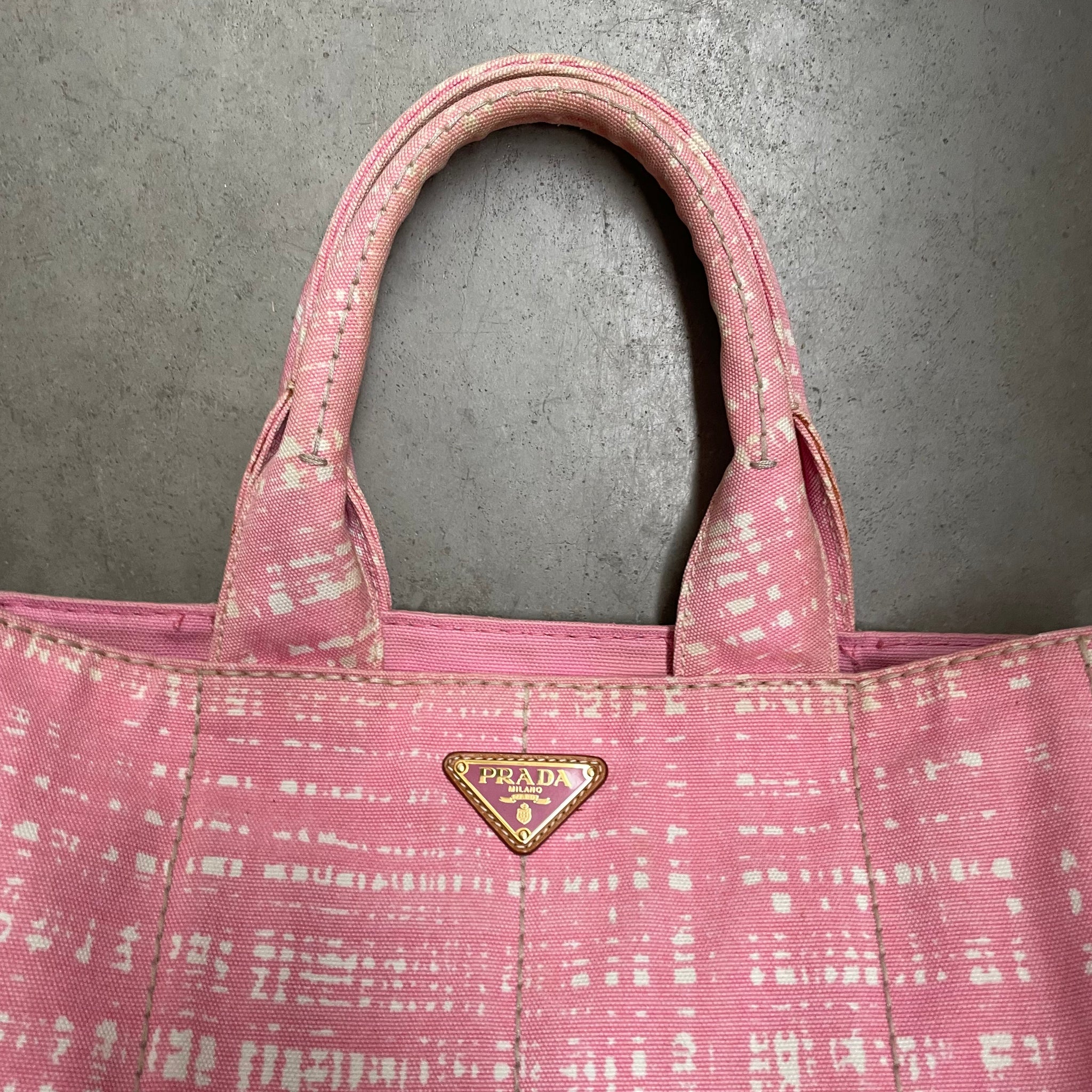 Prada Thick Canvas Hand Bag Pink