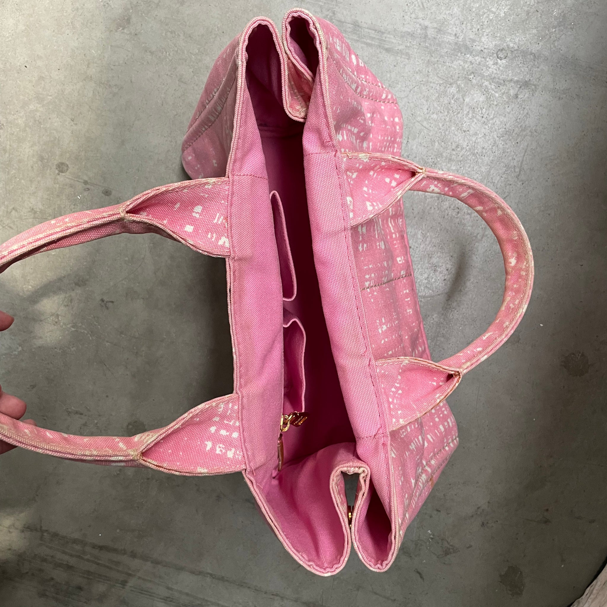Prada Thick Canvas Hand Bag Pink