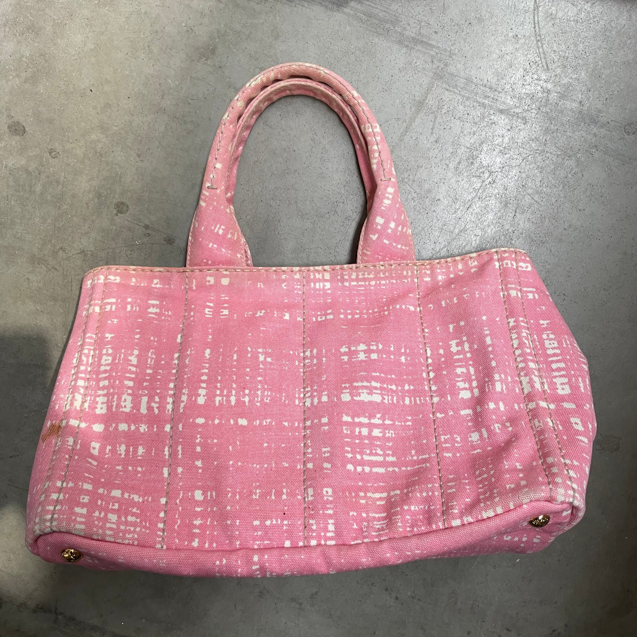 Prada Thick Canvas Hand Bag Pink