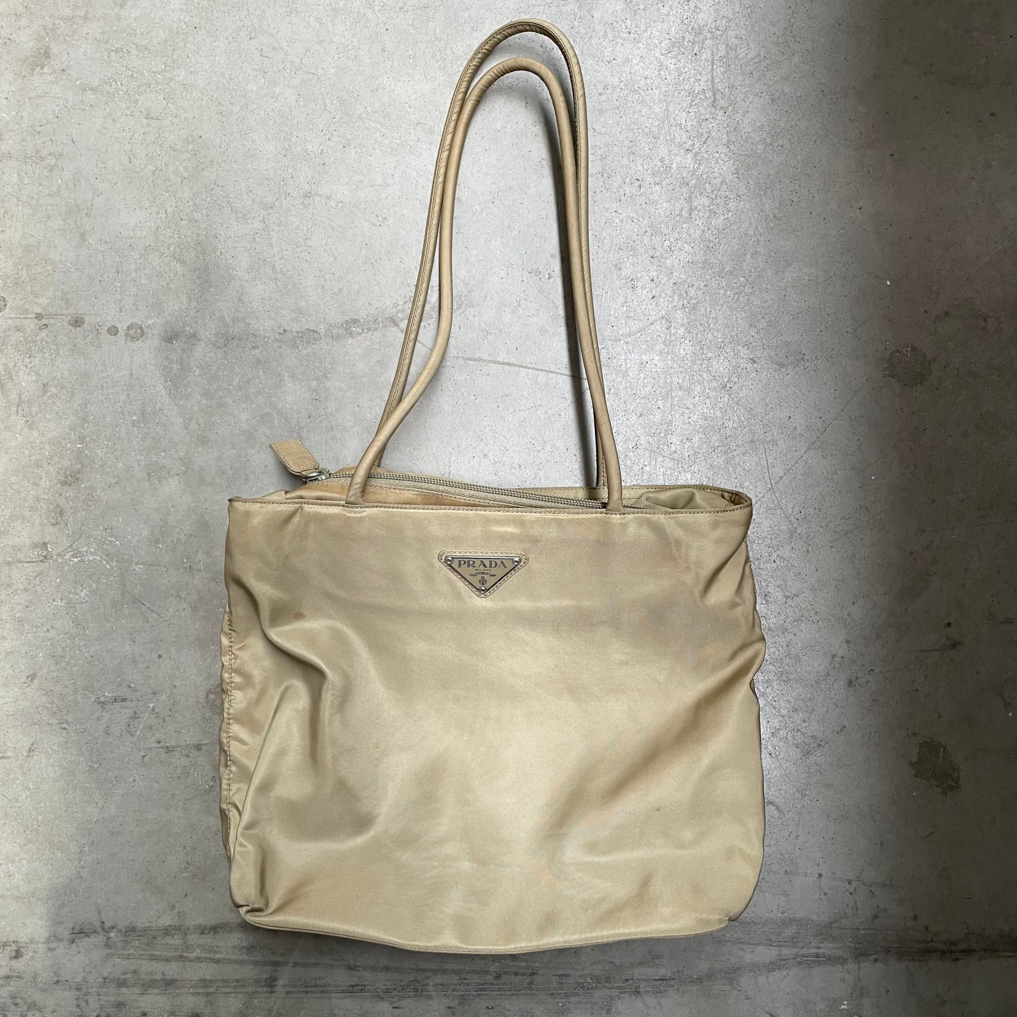 Prada Long Strap Shoulder Bag Nylon Khaki