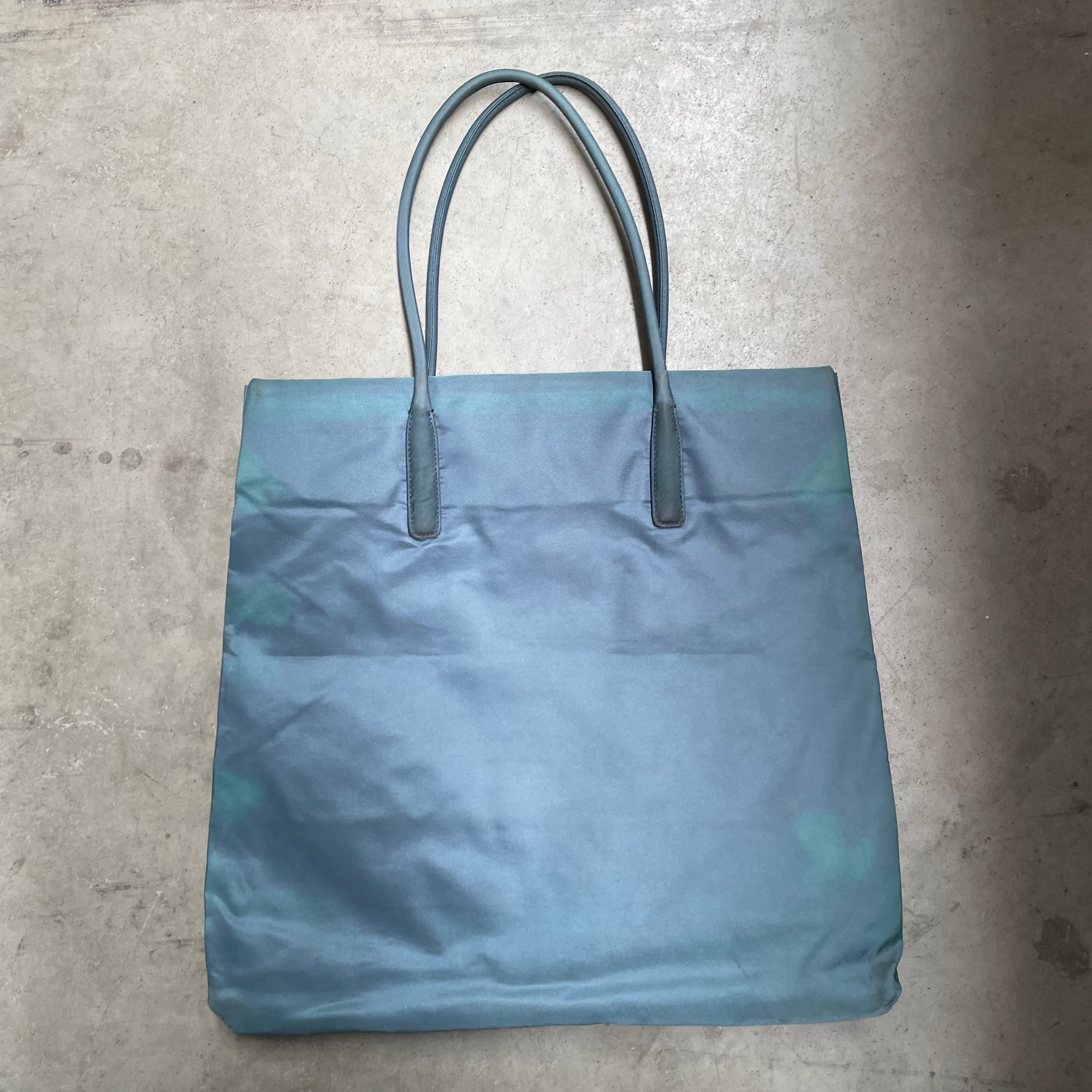Prada Thin Strap Tote Bag Nylon Blue