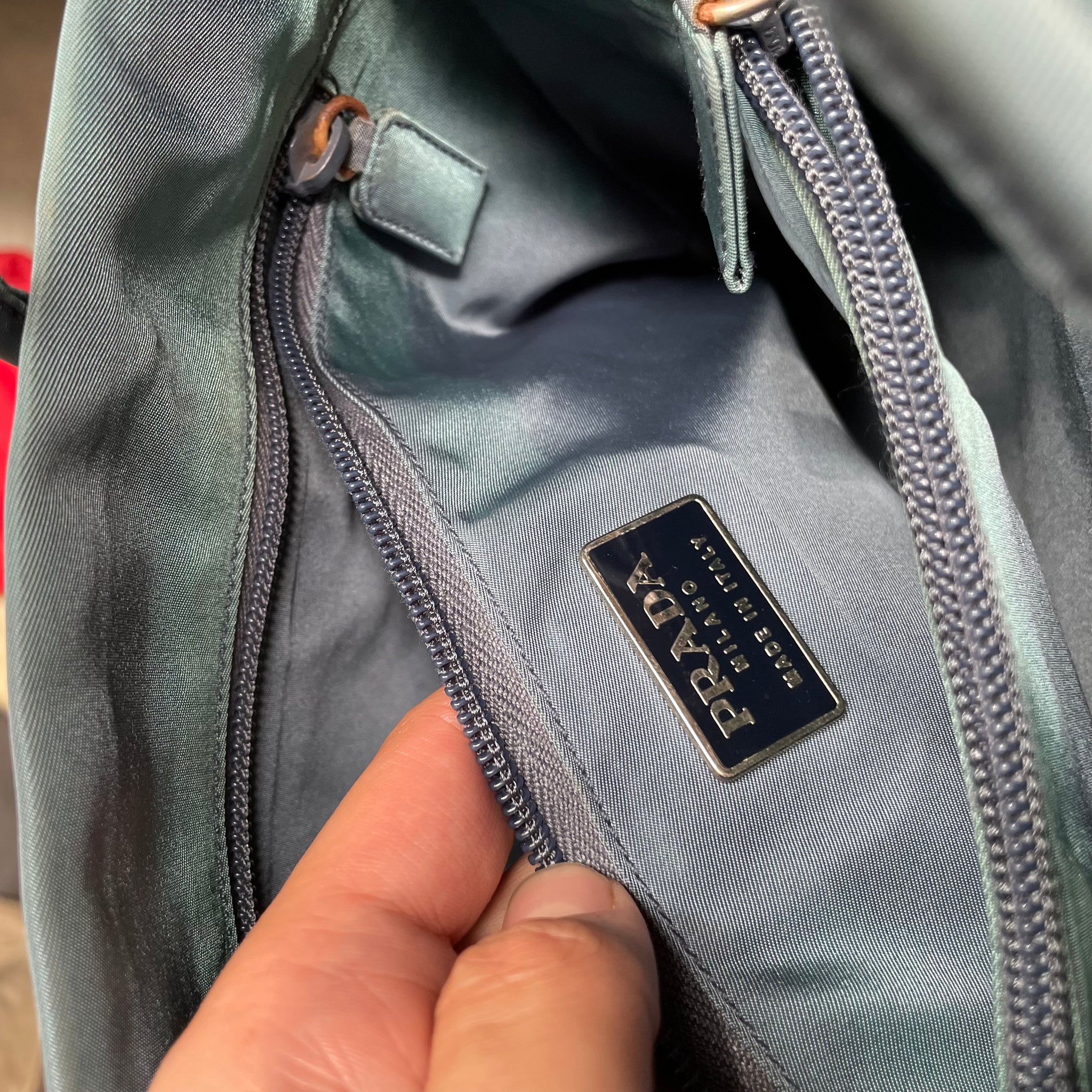 Prada Thin Strap Tote Bag Nylon Blue