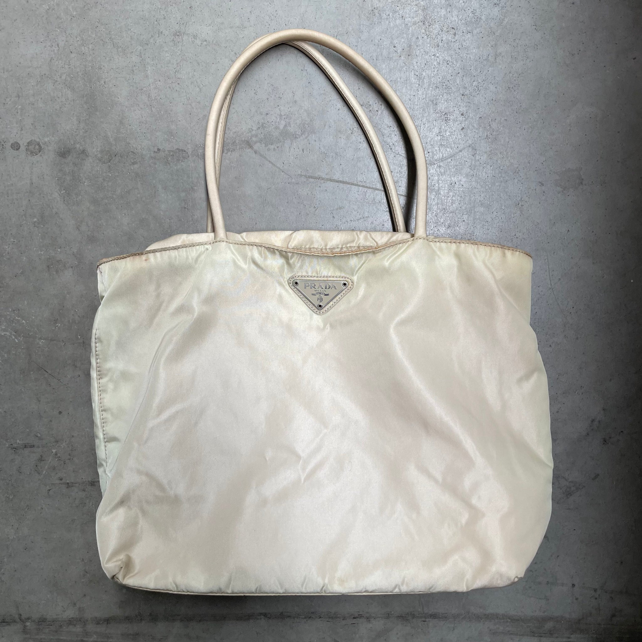 Prada Short Strap Mini Tote Bag Beige
