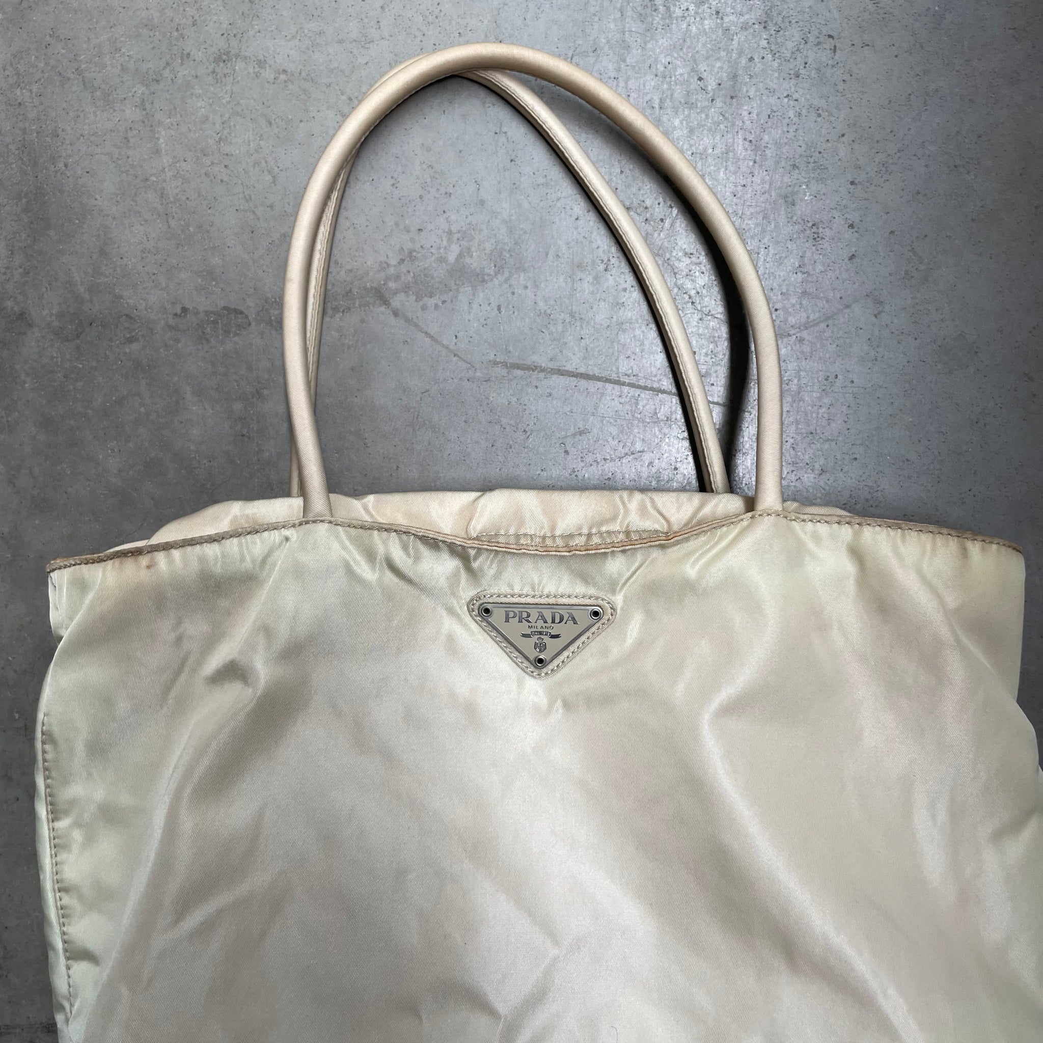 Prada Short Strap Mini Tote Bag Beige