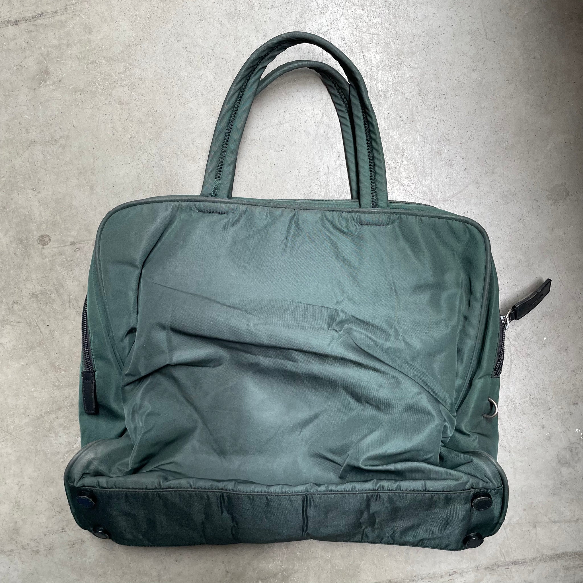 Prada Zip Around Hand Bag Nylon Green