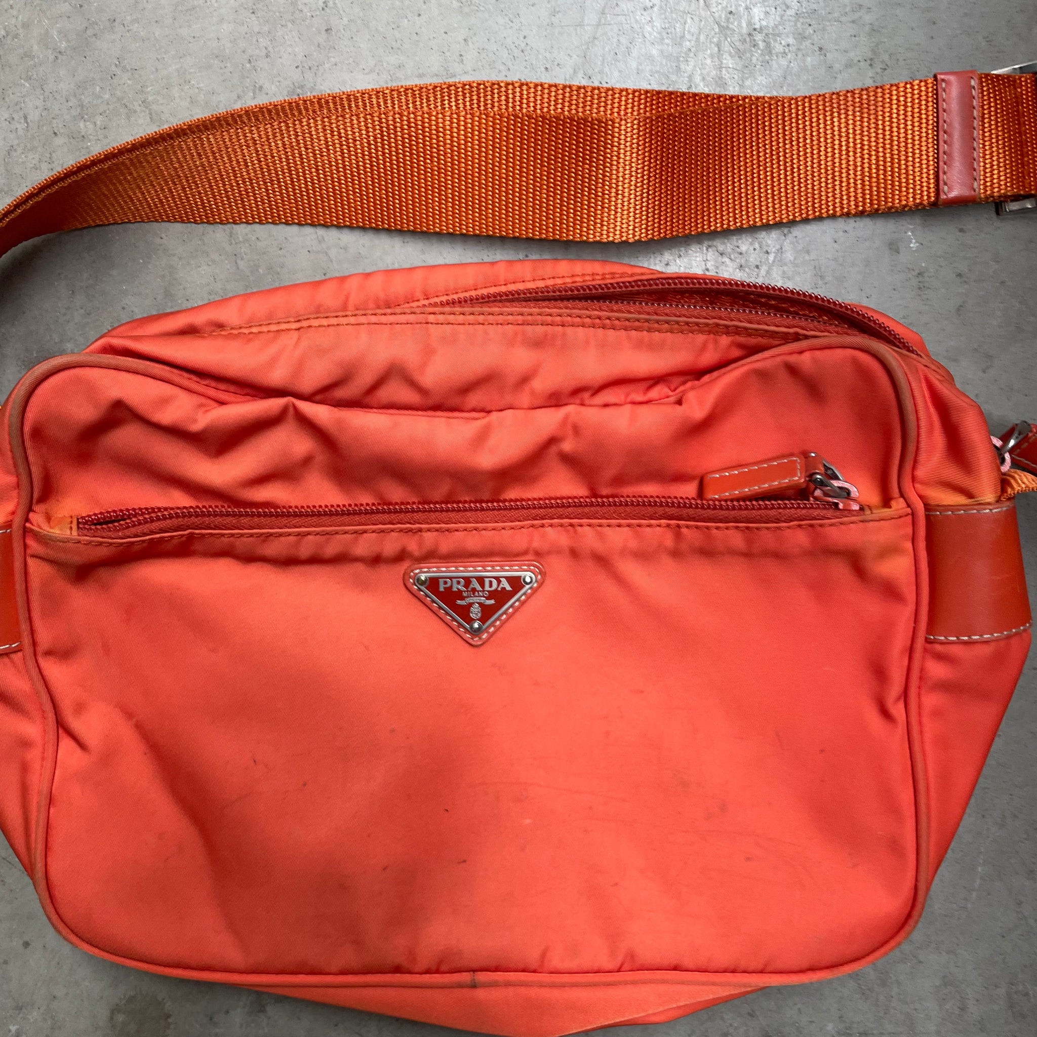 Prada Medium Crossbody Bag Nylon Orange