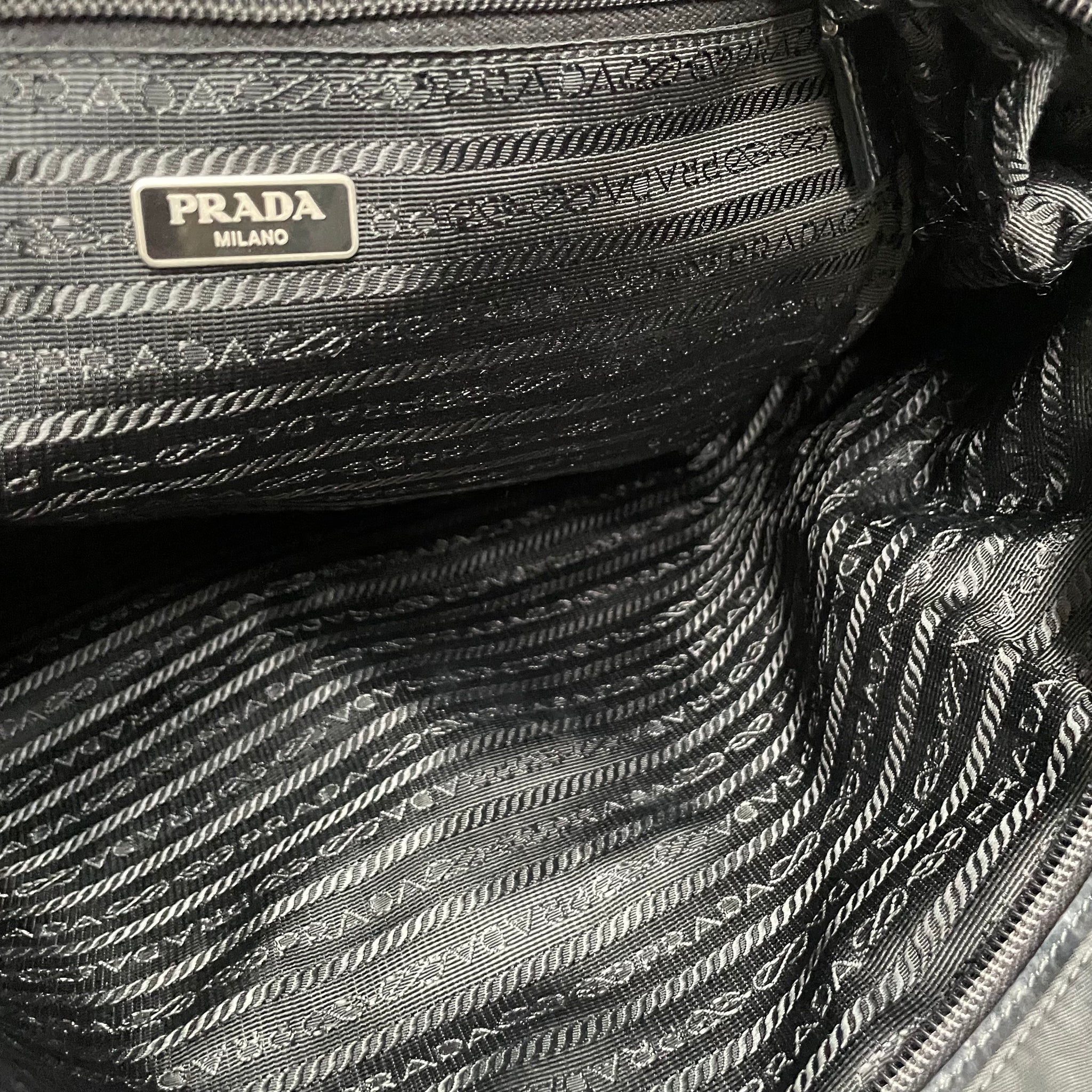 Prada Front Zip Nylon Tote Bag Black